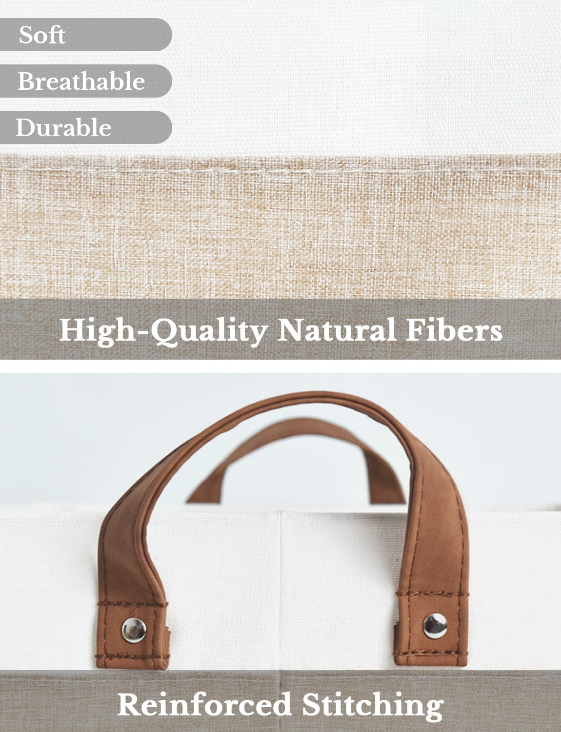 StorageWorks Storage Bins, Fabric Storage Bins for Shelves, Large Storage Baskets with Metal Frame, Closet Baskets and Bins with Handles, Brown and White, 2-Pack