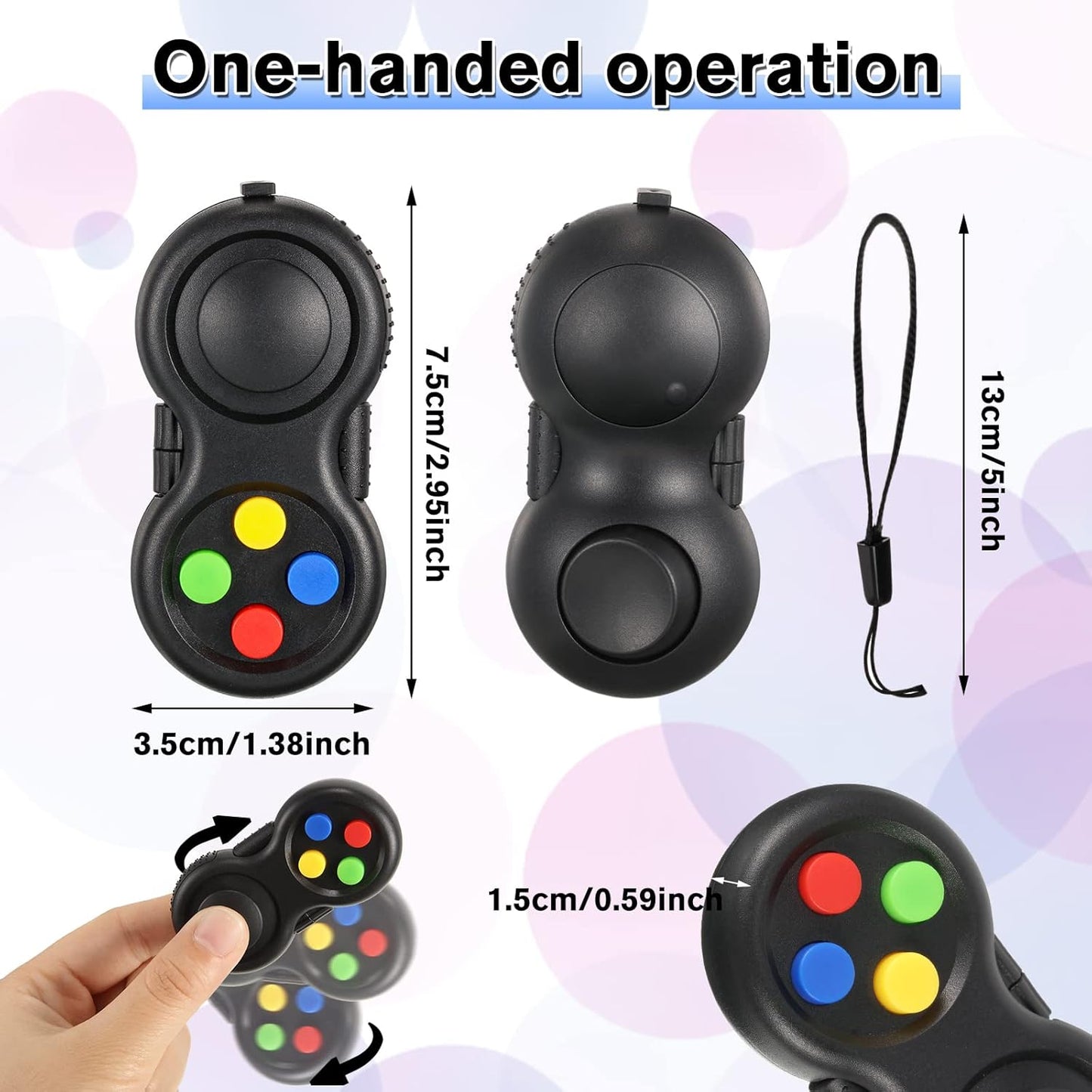 12 Pcs Pad Toys Game Controller Toys Retro Classic Handheld Fun Pad Packs Classic Sensory Toys for Kids Adult Anxiety and Stress Relief(Colorful)