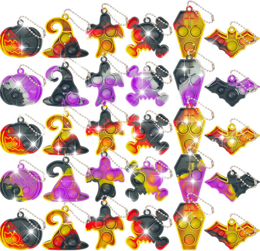 Halloween Party Favors for kids Pop Fidget Toys Bulk It 30 Pack,Halloween Party Supplies Halloween Classroom Favors Mini Pop keychain Its Halloween Prizes for Kids Bulk Halloween Toys Bulk Goodie bag