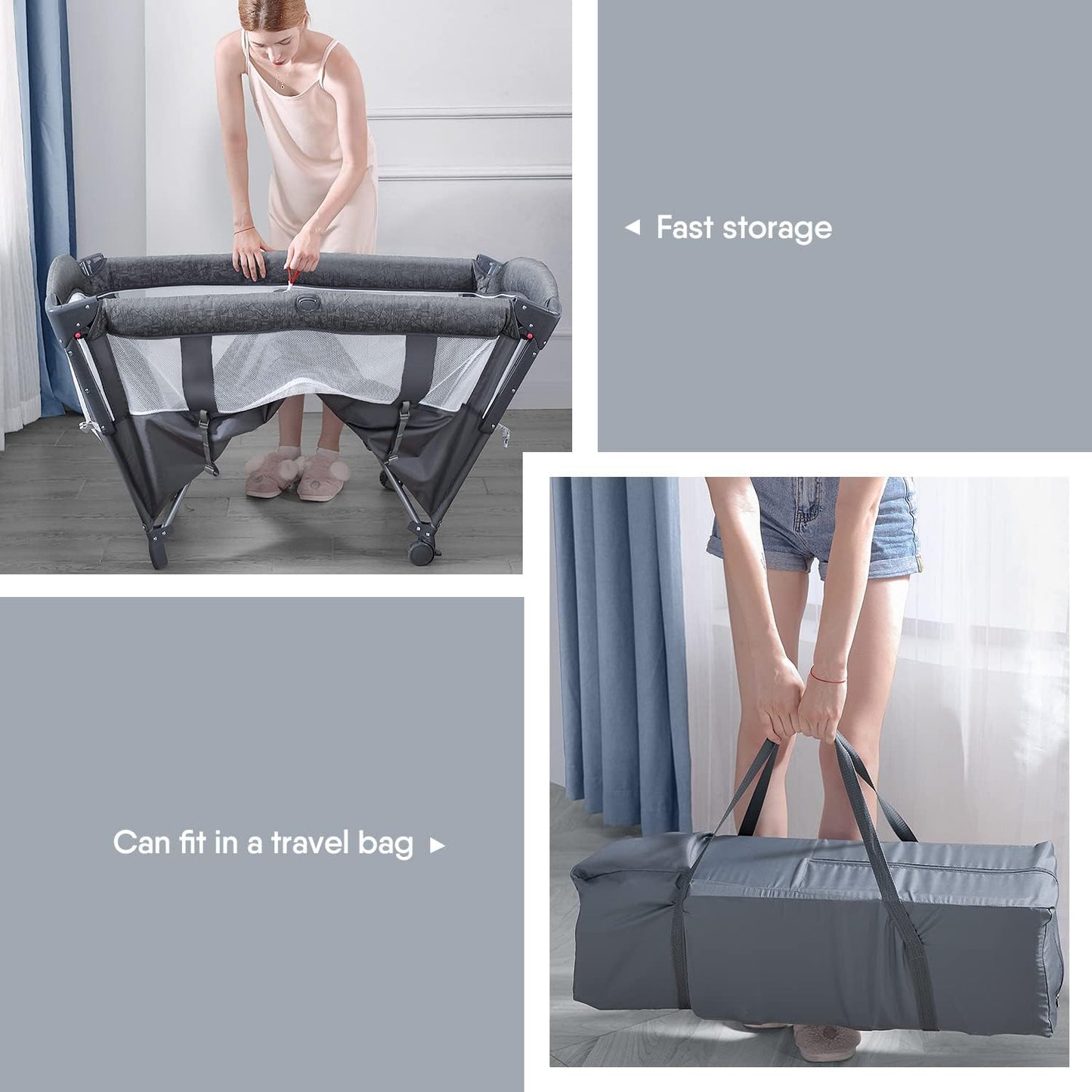 BabyBond Baby Bassinet Bedside Crib, Pack and Play with Sheet, Diaper Changing Table and Music Mobile from Newborn to Toddles, Portable Large Playard