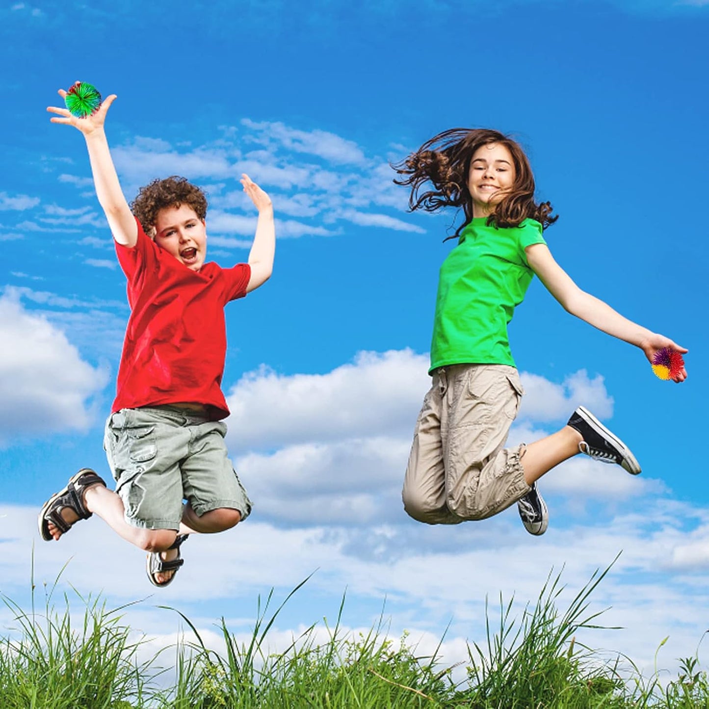 5 Pack Monkey Stringy Balls, Great Sensory Toys Stress Balls, Rainbow Pom Bouncy Balls Games 90s Toys Fun Party Favor