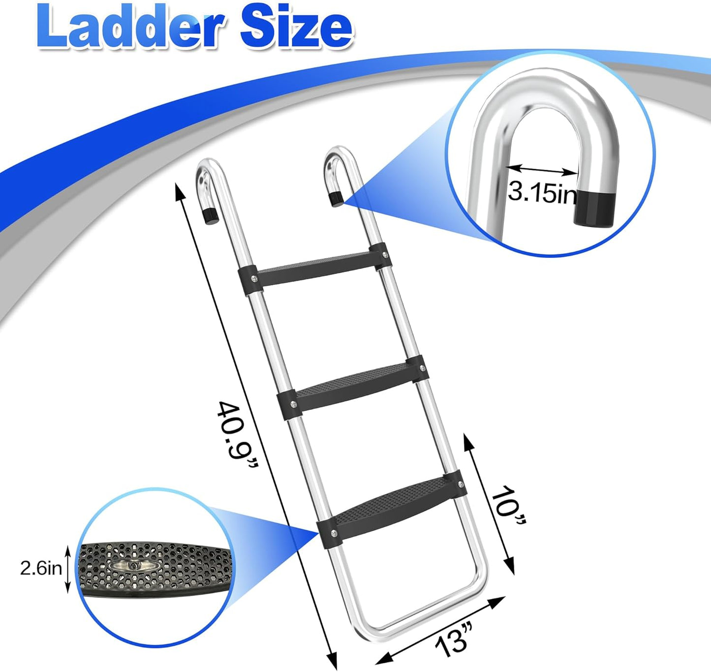 Universal Trampoline Ladder Slide kit, 3 Steps Wide Step for Trampoline, Trampoline Accessories Slide with Buffer Section for Children Kids