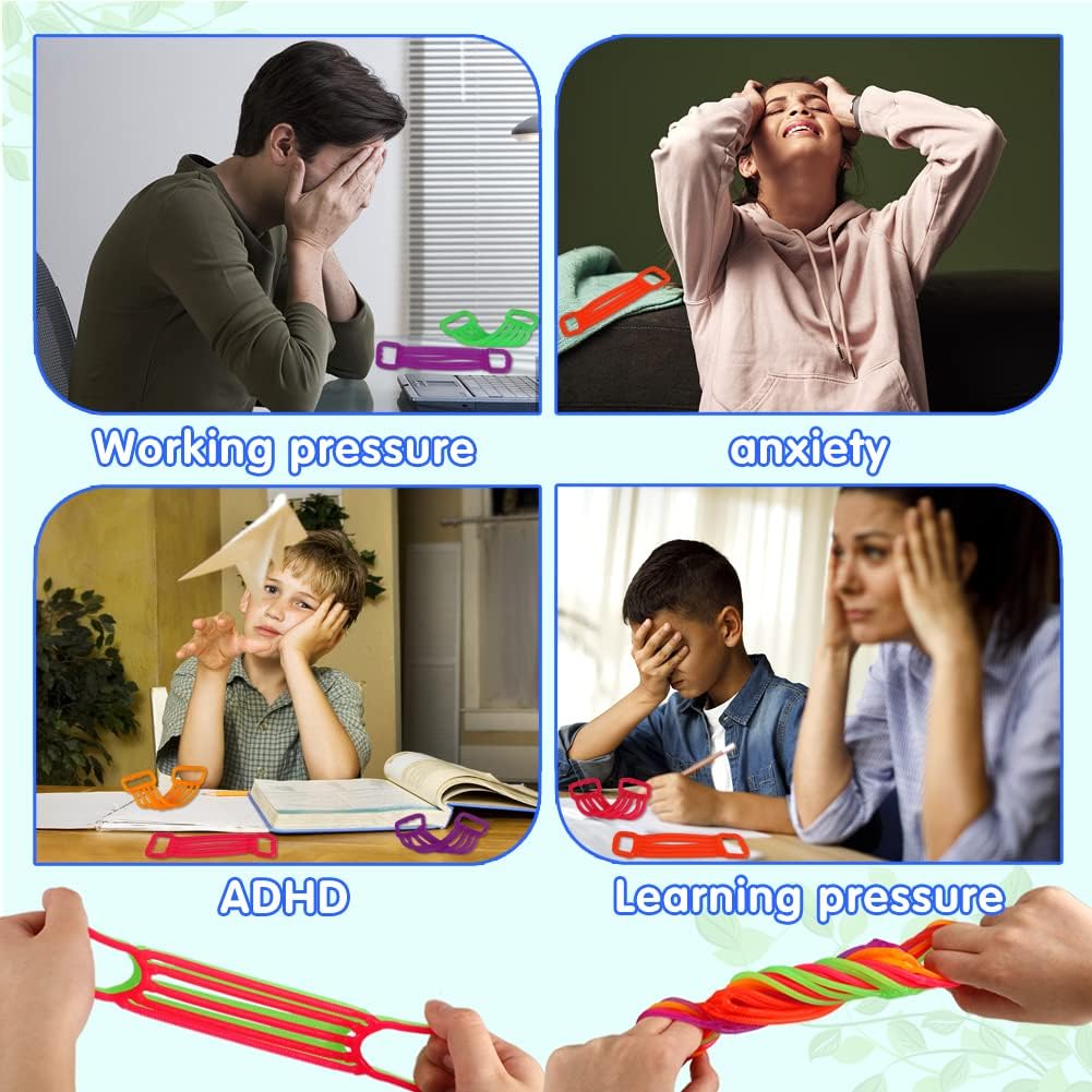 12 Pack Stretchy Strings Fidget Toys, Stretchy Fidget Sensory Toys Stress Relief Anxiety Calming Toys for Autistic Kids Boys Adults Classroom Prize Treasure Box Birthday Christmas Party Favors Gifts