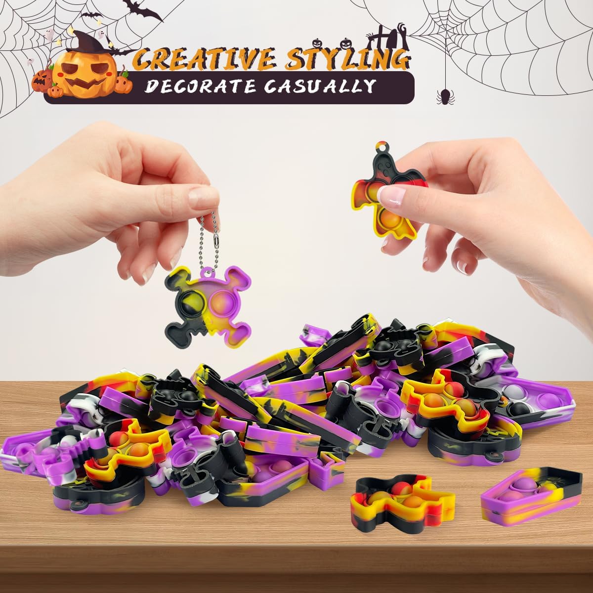 Halloween Party Favors for kids Pop Fidget Toys Bulk It 30 Pack,Halloween Party Supplies Halloween Classroom Favors Mini Pop keychain Its Halloween Prizes for Kids Bulk Halloween Toys Bulk Goodie bag