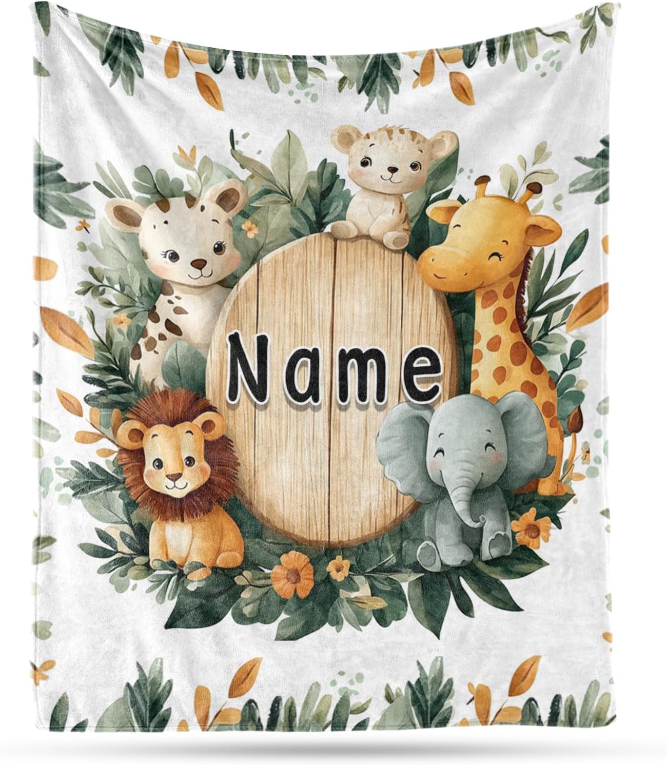 Ship Next Day, Personalized Baby Blanket - Printed in USA, Custom Baby Blanket with Name, Customized Animal Blankets for Boys & Girls, Soft Cozy Receiving Blankets for Toddlers, Stroller Decor Throw