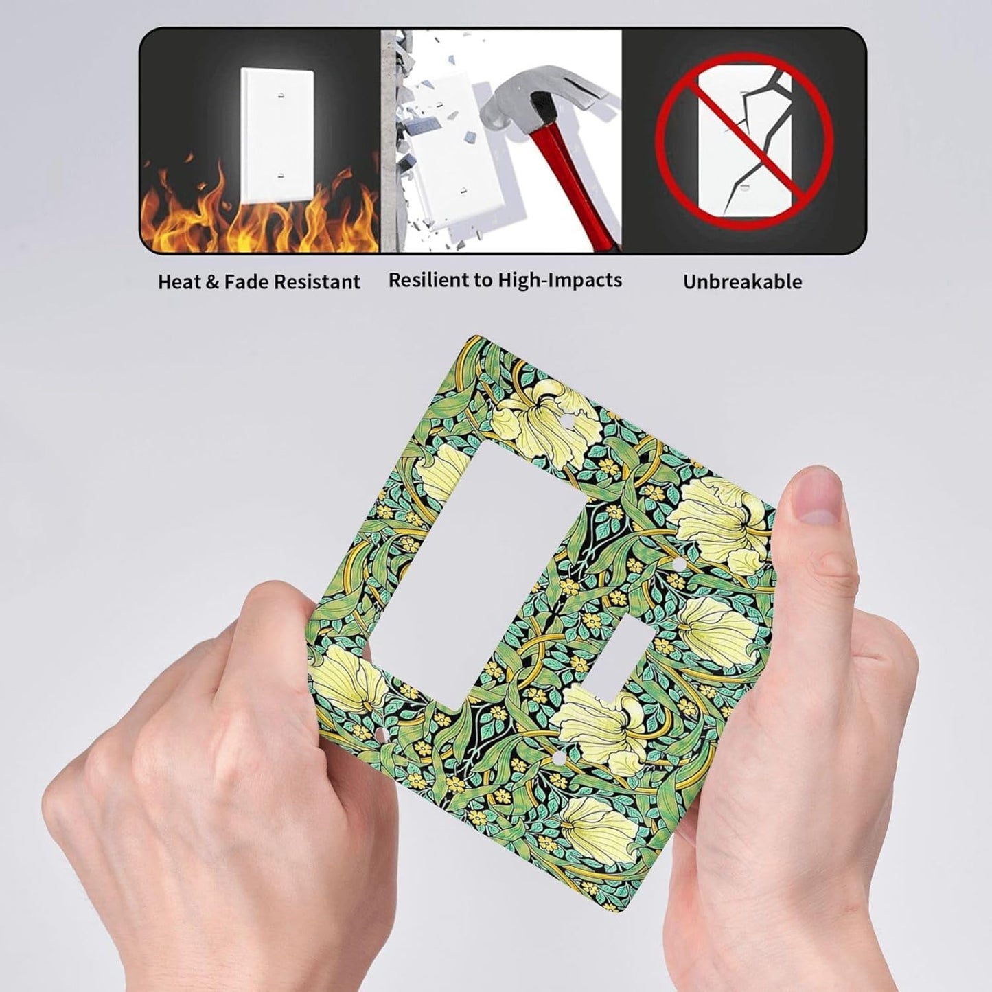 Outlet Covers William Morris Vintage Floral Yellow Flowers Green Leaf 1 Toggle 1 Rocker Combination Decorative Wall Plate Electrical Switch Plates Light Switch Cover Plate for Bedroom Decor