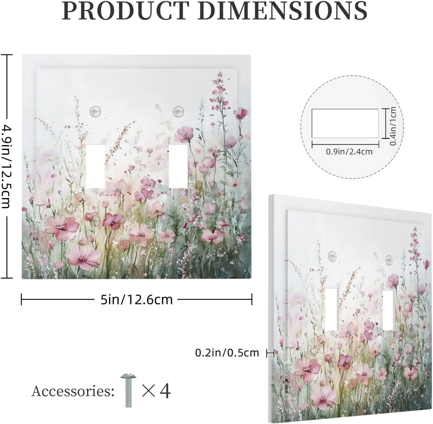 Decorative Switch Plates Wildflower Botanical Watercolor Floral 2 Gang Double Toggle Outlet Light Switch Cover Wall Plate Electrical Faceplate For Bed Room Living Room Decor