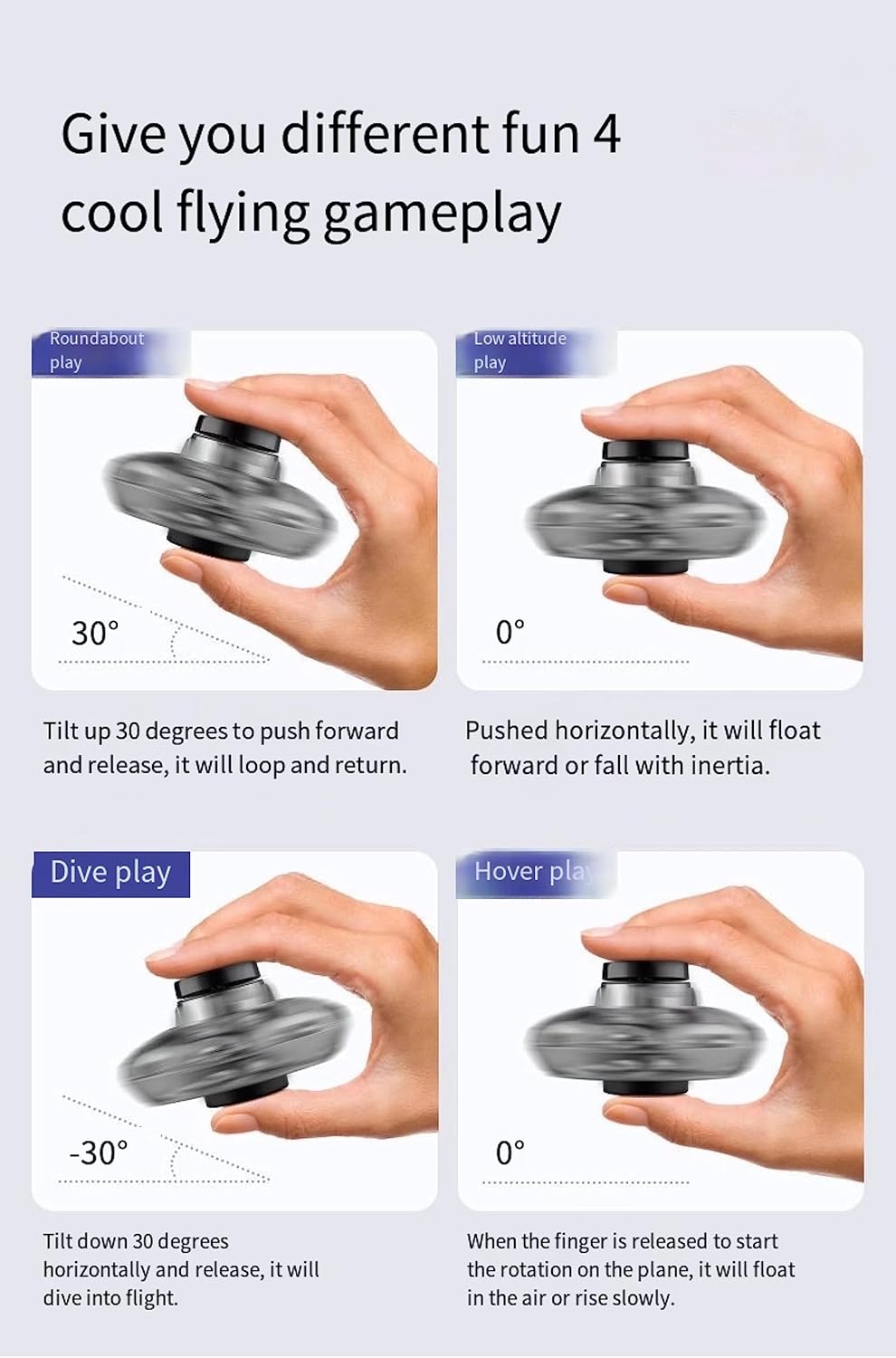 2024 New Flying Spinner Mini Drone Ifly Boomerang Cool Stuff Flying Fidget UFO Toys Exquisite Children's Toys Decompression Toy Delicate Gift Toys for Fidget Spinner Adults Flying Toys (Blue)