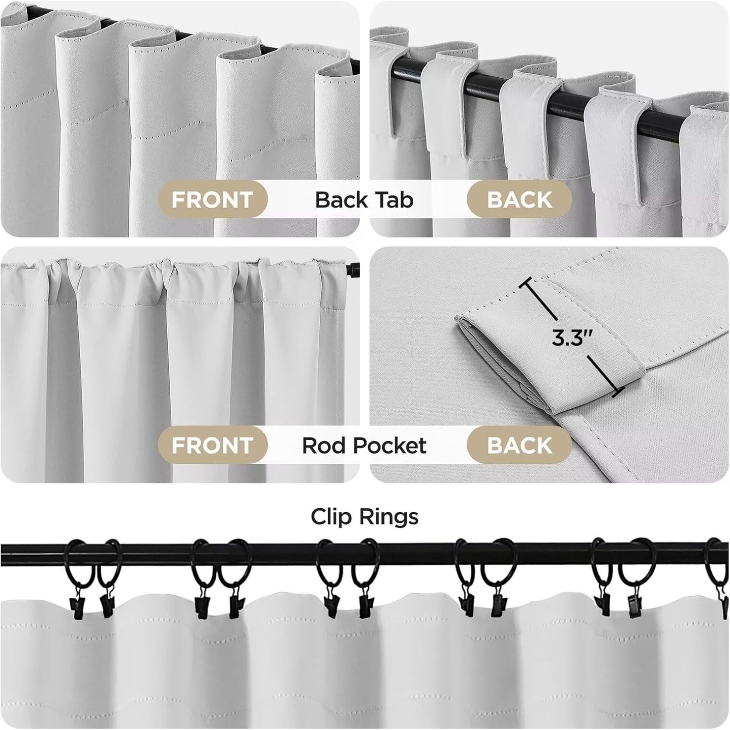 Joydeco 84 Inch 60% Blackout White Curtains 2 Panels,Elegant Soft Sheer Curtains for Bedroom,Thermal Insulated Black Out Drapes for Living Room,Rod Pocket Back Tab Drapes(W37 x L84 Inch,Greyish White)