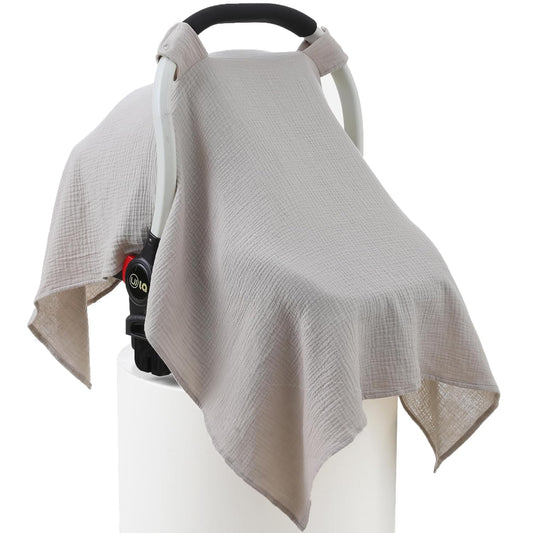 100% Muslin Cotton Car Seat Cover Baby, Carseat Canopy Cover, Universal Fit Stroller Covers for Boys and Girls (Summer Wheat)