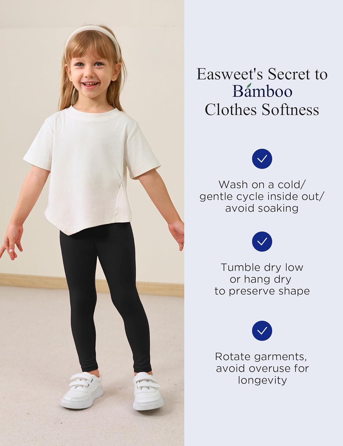 Toddler Girls Leggings 2-Pack Bamboo Viscose Little Girls Casual Stretch Pants