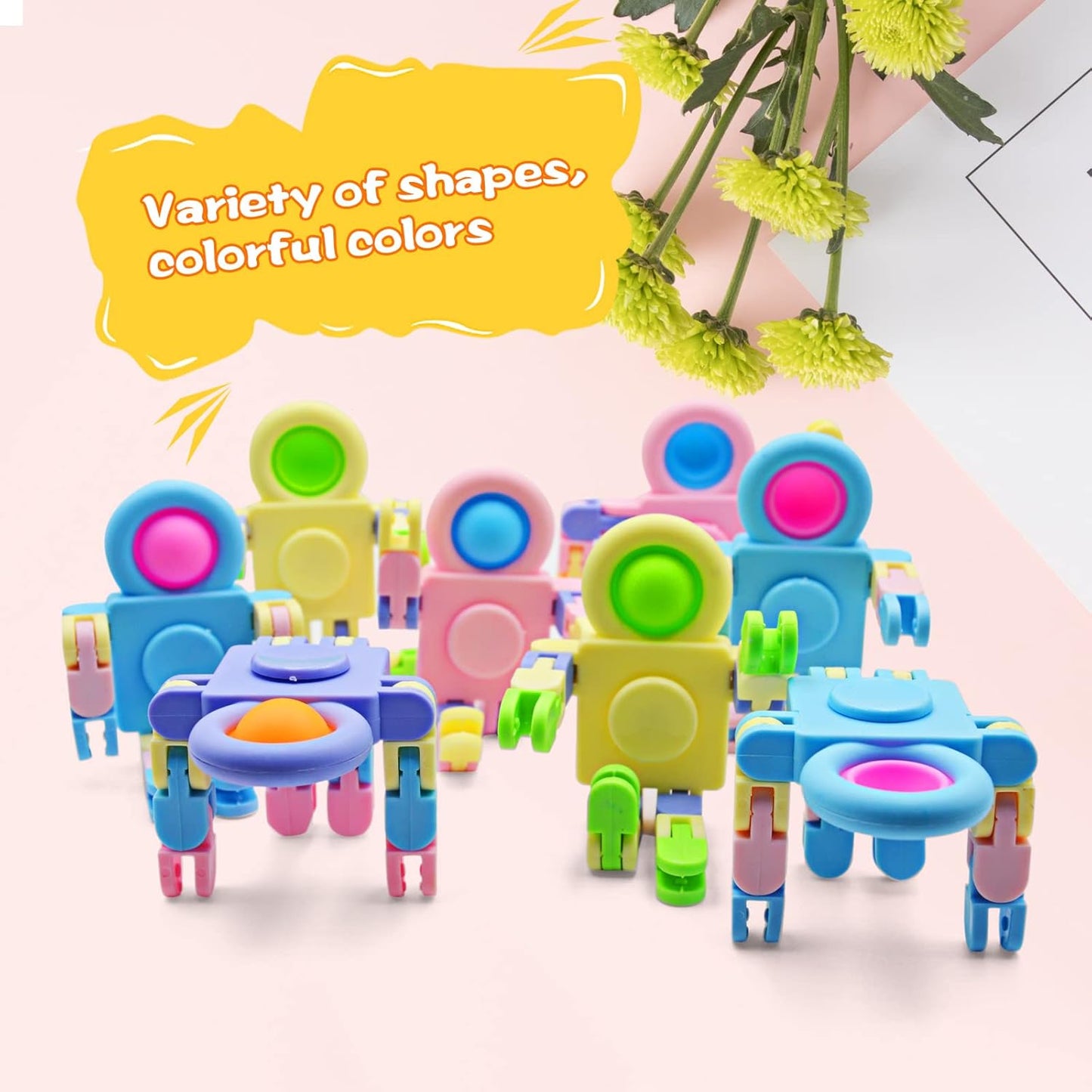 20 Pack Pop Fidget Spinners Party Favors,Sensory Fidget Toys Deformable Chain for Its Stress Relief,Pinata Goodie Bag Stuffers Birthday Valentines Day Gifts for Kids,Treasure Box Classroom Prizes