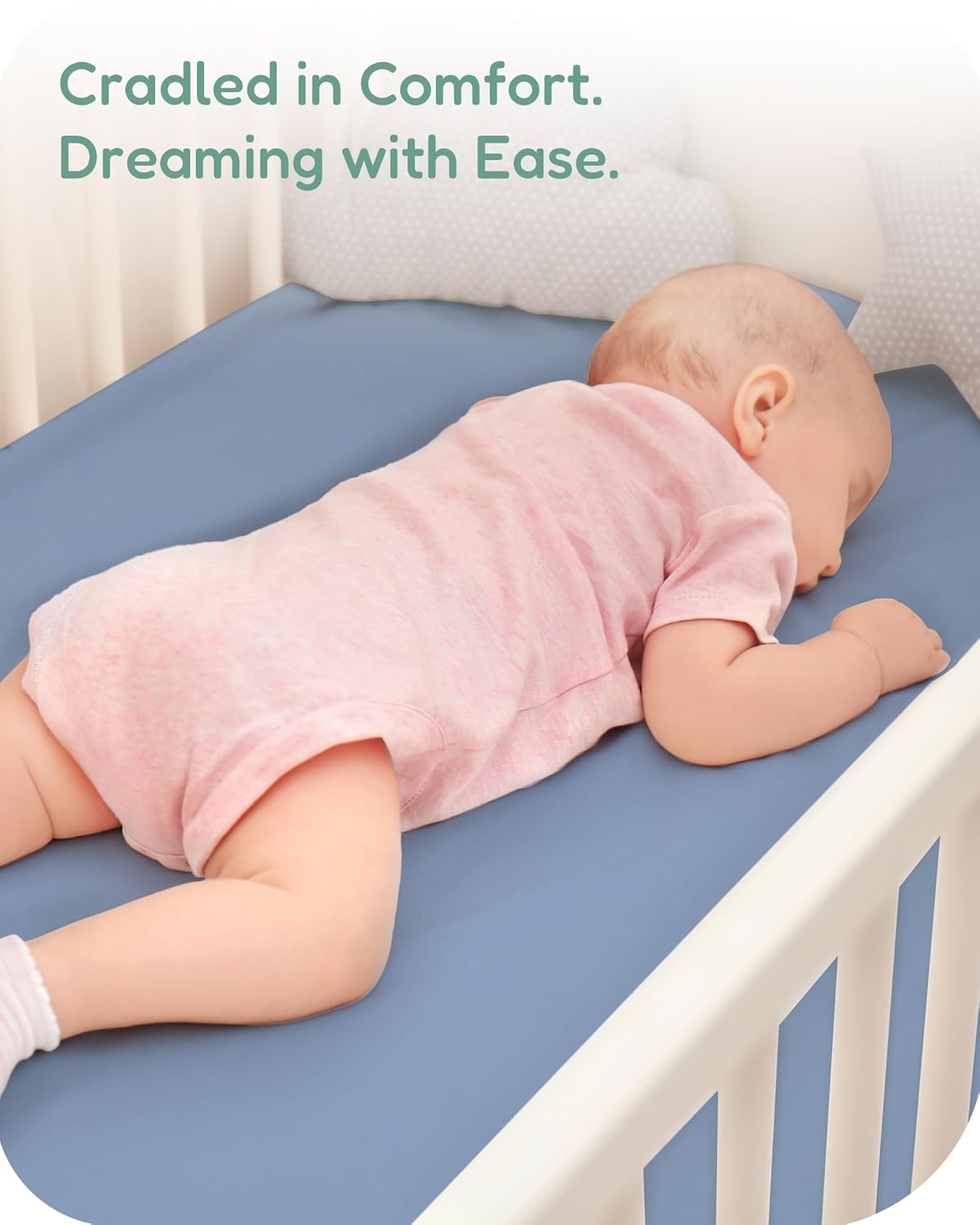 Baby Crib Sheets Boy Girl for Standard Crib Mattress - Dinosaur+Blue, Soft and Stretchy, Snug and Cozy, Fits 28''x52''x9'' Extra Deep Pocket