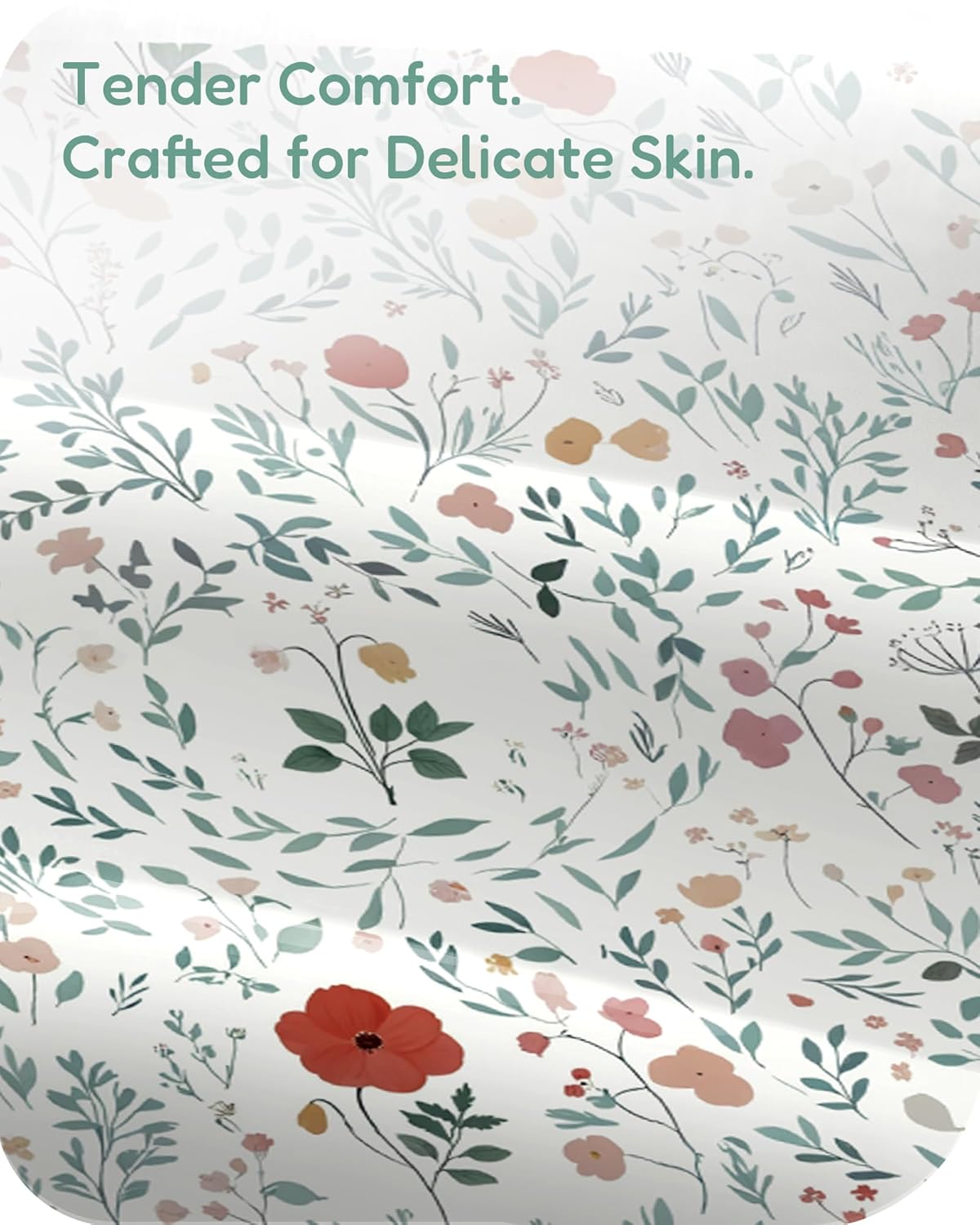 Baby Crib Sheets Boy Girl for Standard Crib Mattress - Soft Green Leaf+Flower, Ultra Soft Jersey Knit, Safe and Cozy, Fits 28''x52''x9'' Extra Deep Pocket