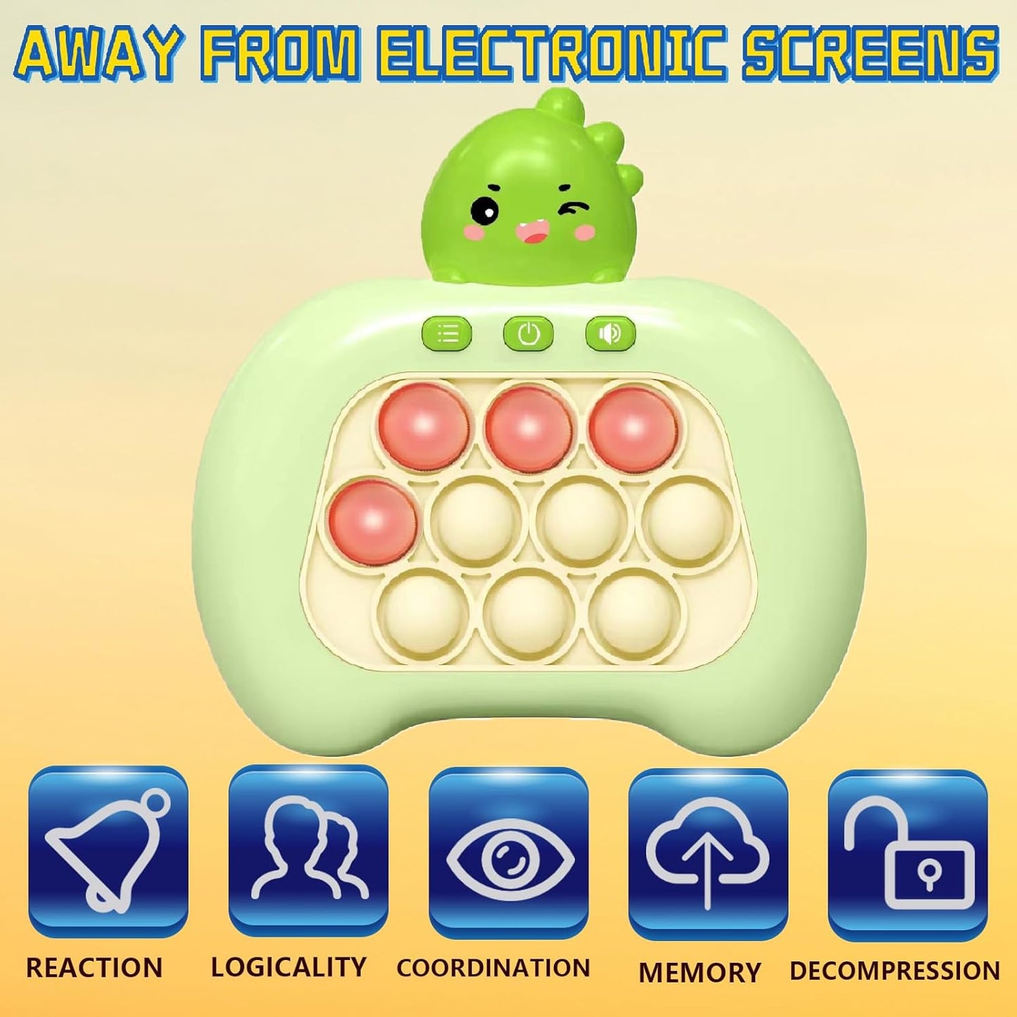 Creative Stress Relief Toys, Decompression Breakthrough Puzzle Pop Button Gopher Game Machine, Novelty Fidget Toys Party Favor Gifts for Kids Adults, Toy for 3+ Year Old (Green Dinosaur)