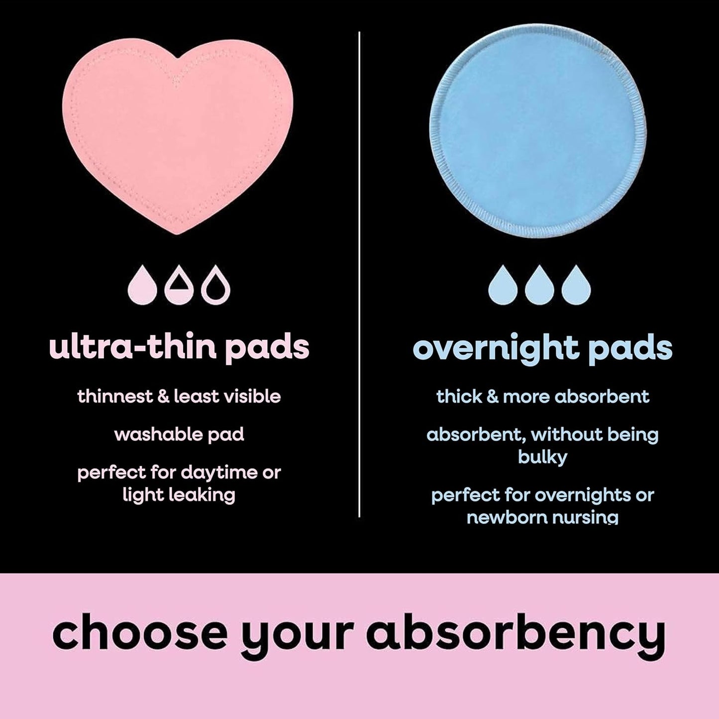 Bamboobies Overnight Nursing Pads, Ultra-Soft Velour, Reusable and Washable for Nightly Use, Leak-Proof Pads for Breastfeeding, 4 Pads