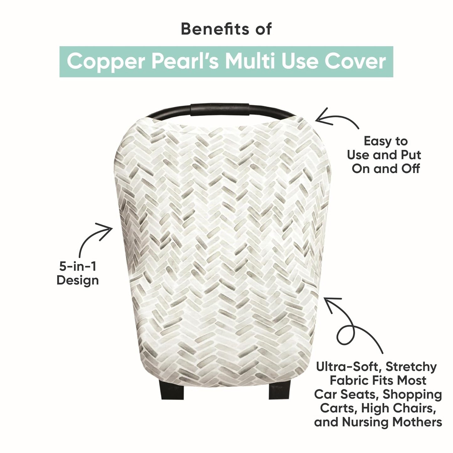 Copper Pearl Multi-Use Cover: Car Seat Covers, Nursing Cover, and Stroller Cover for Sun - Stretchy Fabric, All-Season Use, Stylish Designs, Easy Access for Moms - Blush