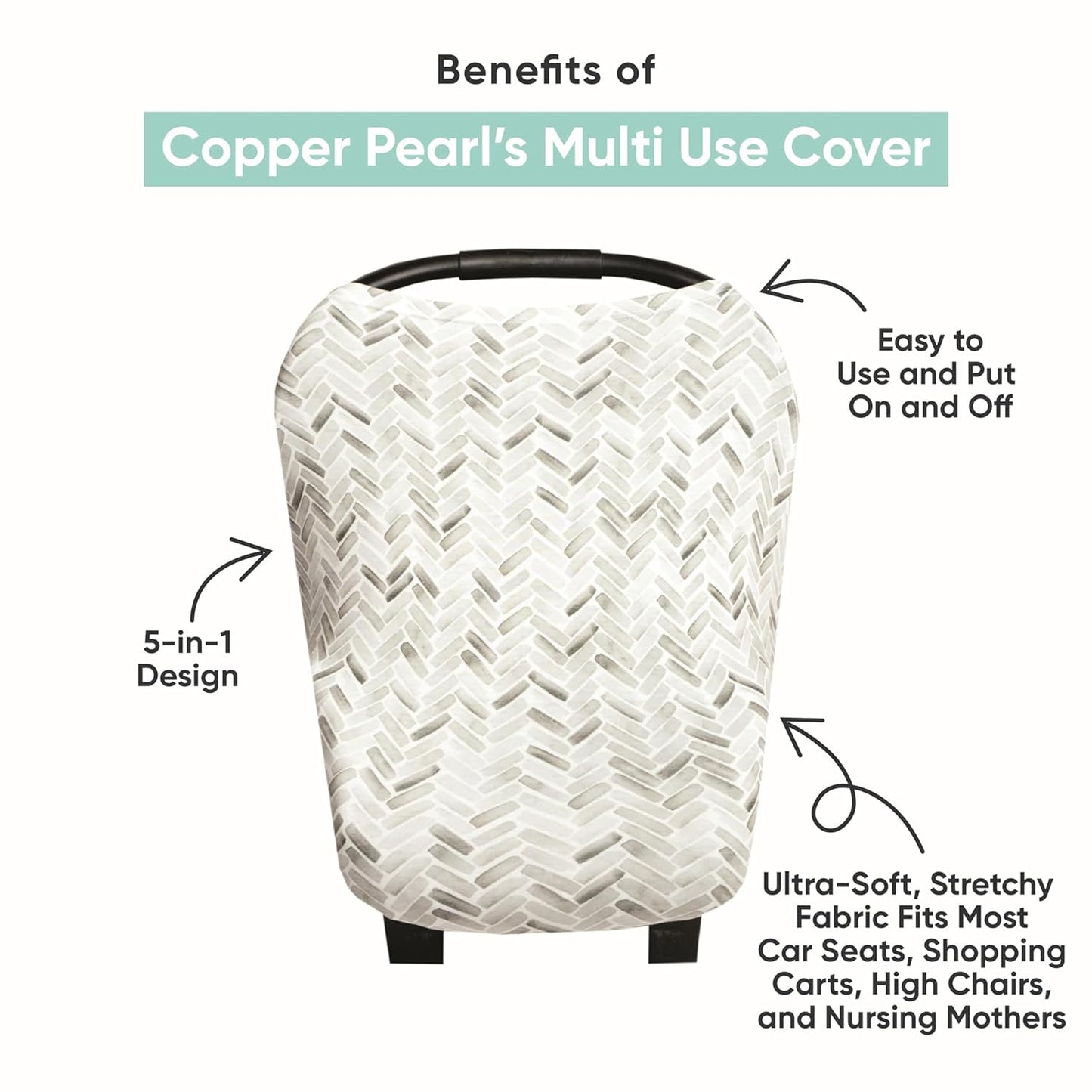 Copper Pearl Multi-Use Cover: Car Seat & Stroller Cover for Sun - Stretchy Fabric, All-Season Use, Stylish Designs, Easy Access for Moms