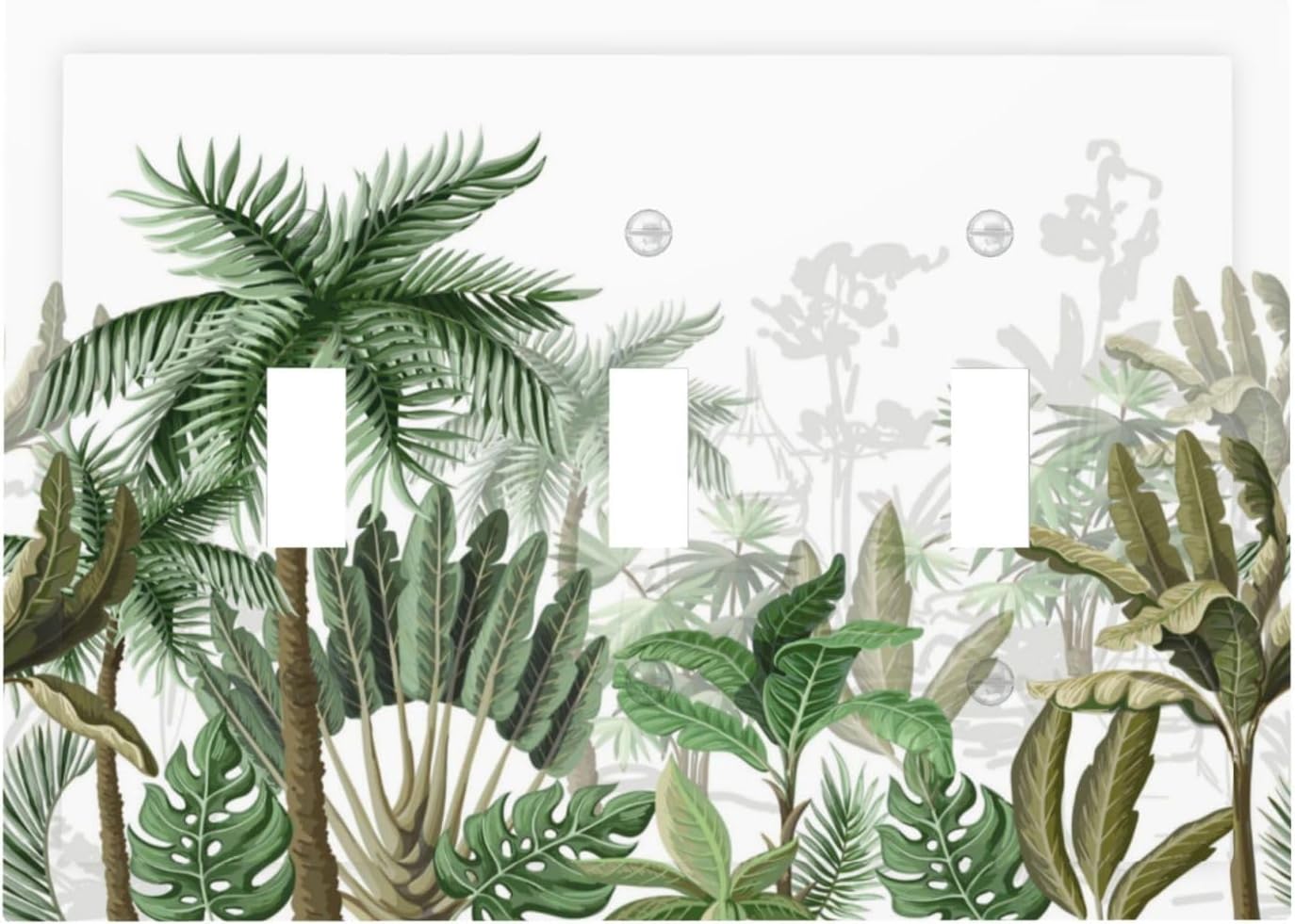 Palm Tree Banana Leaf Green Rainforest Natural Landscape Decorative Switch Plates 3 Gang Wall Plate Triple Toggle Light Switch Cover Faceplate Electrical Wall Panels for Bed Room Living Room Decor