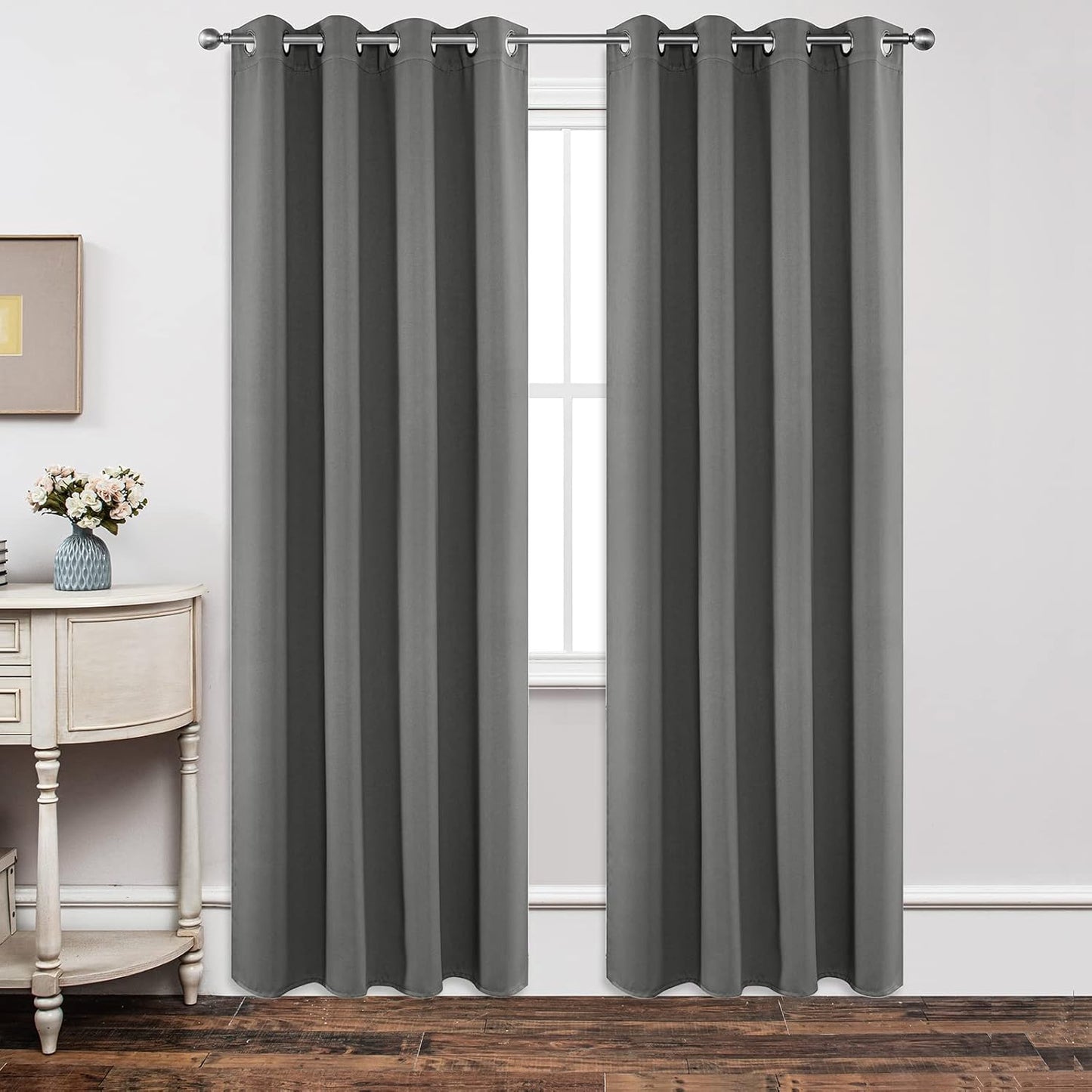 Joydeco Blackout Curtains 84 Inch Length 2 Panels Set, Thermal Insulated Long Drapes 2 Burg, Room Darkening Grommet Drapes for Living Room Bedroom Window