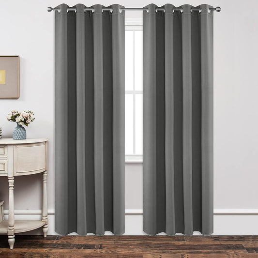 Joydeco Blackout Curtains 84 Inch Length 2 Panels Set, Thermal Insulated Long Drapes 2 Burg, Room Darkening Grommet Drapes for Living Room Bedroom Window