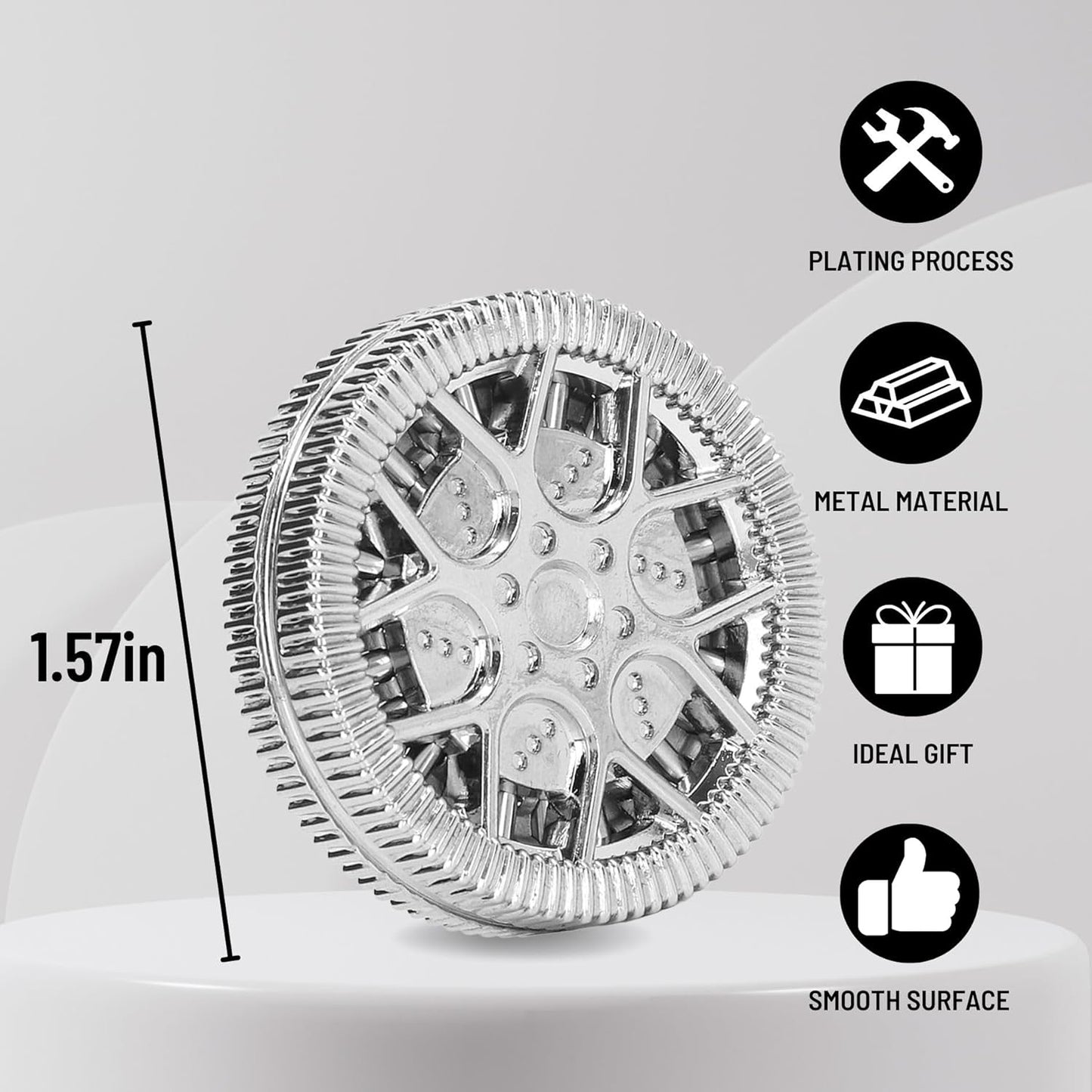 Metal Fidget Toys for Adults, Magnet Fidget Slider Haptic Coin EDC, ADHD Tool Anxiety and Stress Relief Toys, Birthday Gifts for Men (Silver)…