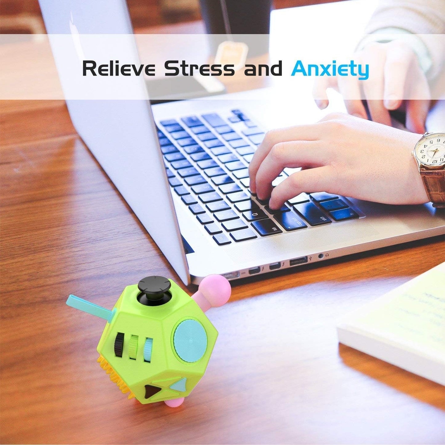 Sensory Fidget Toy,Dodecagon 12 Sided Fidget Toys Dice Relief Stress,Anxiety,Calming and Focus for Kids with ADD, ADHD, OCD, Autism by (Green / B1)