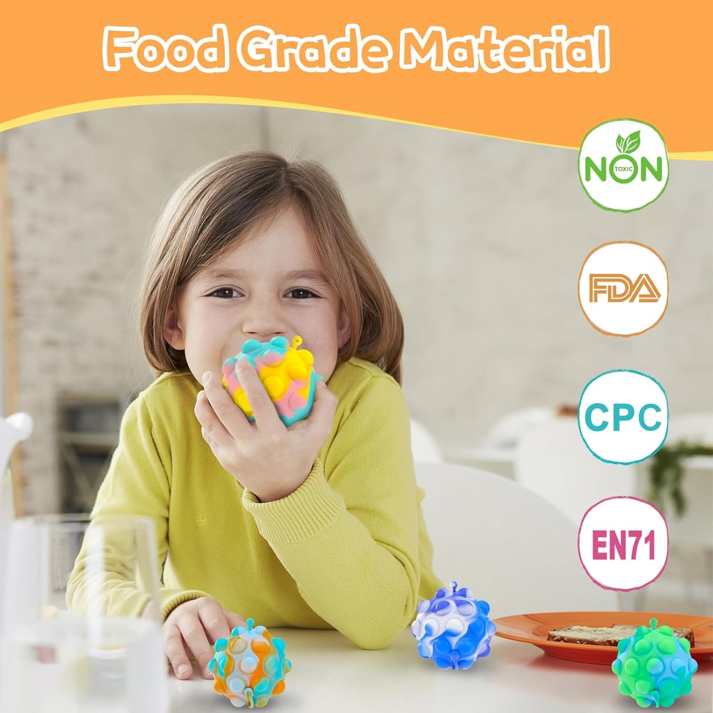 4 PCS Pop Fidget Toys Its Ball Toy Stress Balls It Pop Fidgets Pack Party Favors for Kids Toys Autism Sensory Toys Bulk Squeeze Toys Toddler Toys for Boys Adult Stress Relief Easter Basket Stuffers