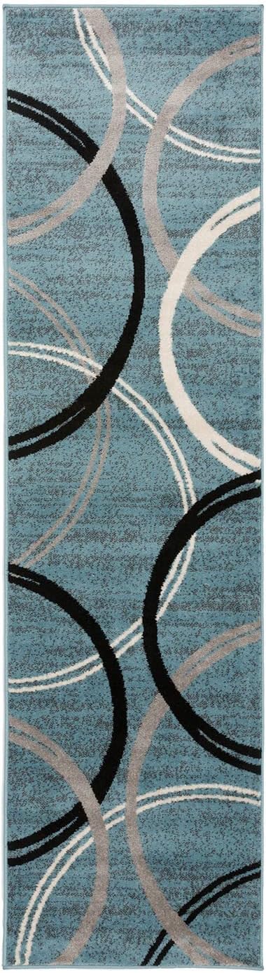 Rugshop Modern Wavy Circles Design Runner Rug 2' x 7' 2" Blue