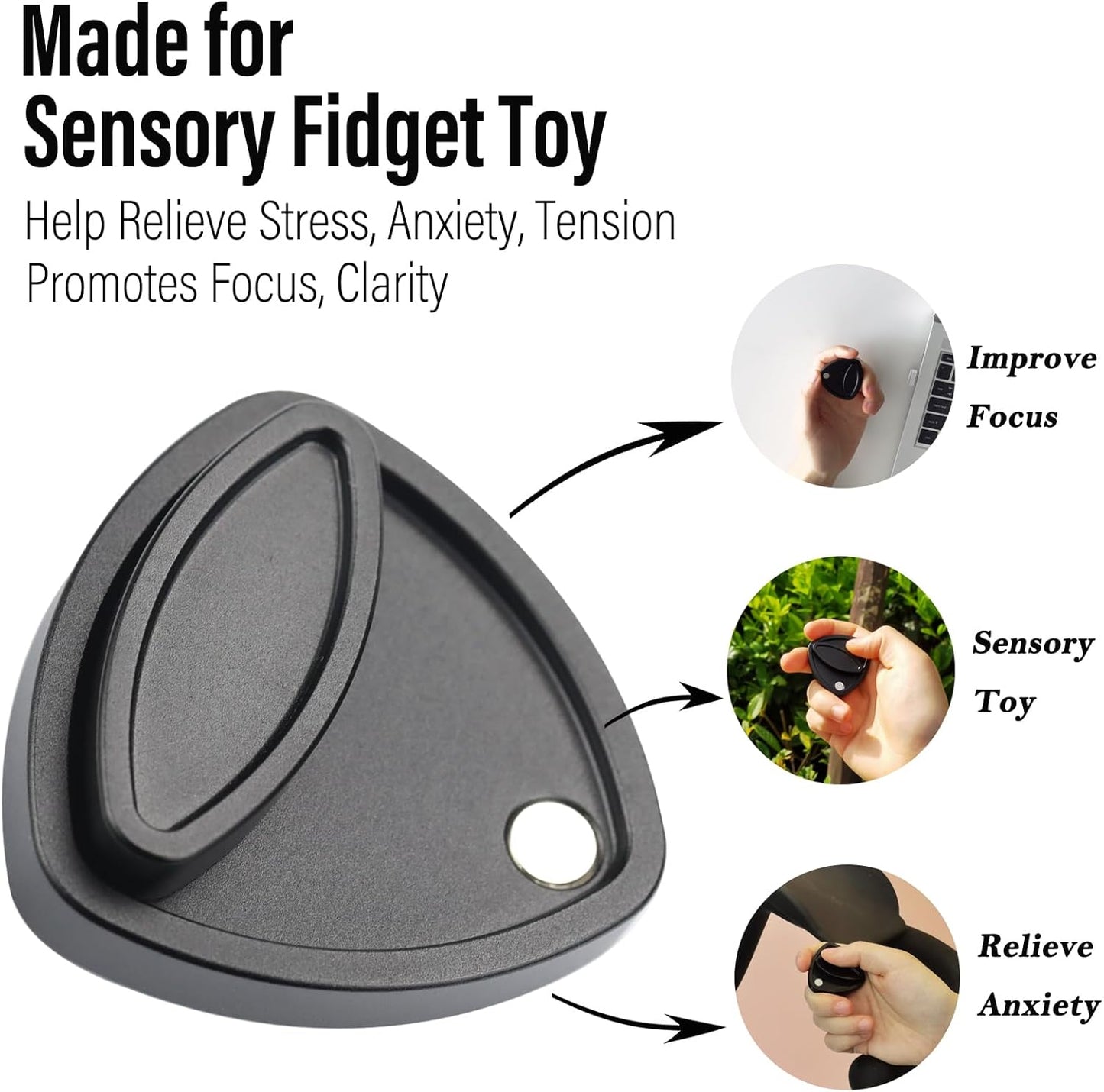FREELOVE Pivot Magnetic Fidget Slider, Metal Worry Coin Haptic Clicker for Adults, Triangle Rotation Kinetic Toy Mechanical Sound EDC, Autism Sensory ADHD Anxiety Focus Meditation (Aluminum Black)