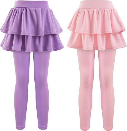 Girls School Uniform Pants Leggings with Skirts Stretch Warm Jegging 4-12 Years