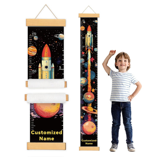 Personalized Name Kids Growth Chart for Wall, Rocket Premium Canvas Removable Height Chart for Kids, Height Measurement for Wall, Height Chart for Kids & Babies, Kids Nursery Decor