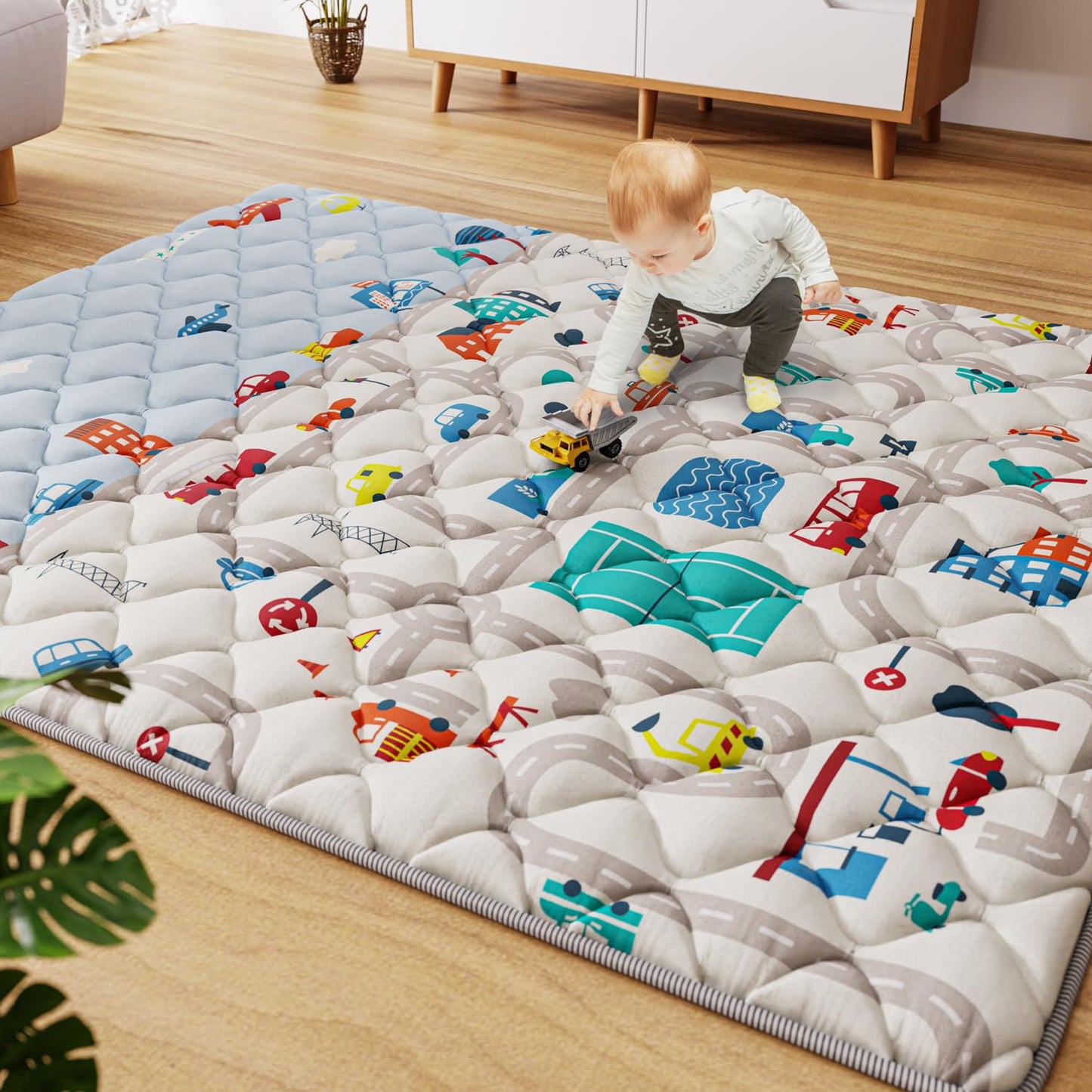 Car Portable Baby Play Mats for Baby 71" X 59" Playpen Mat Upgraded Thicker Babies Floor Play Mat Non-Slip Cushioned Crawling Mat Waterproof Activity Playmats for Babies Toddler Tummy Time(71X59)