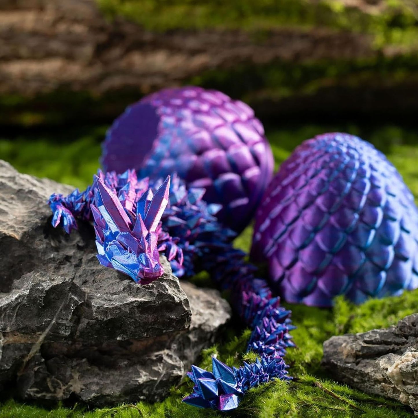 Surprise 3D Printed Dragon Egg Articulating Gemstone, 3D Printed Dragons, Relief Anxiety - Articulated Joints for Kids and Adults Home Office Decor Executive Desk Decor (Green)