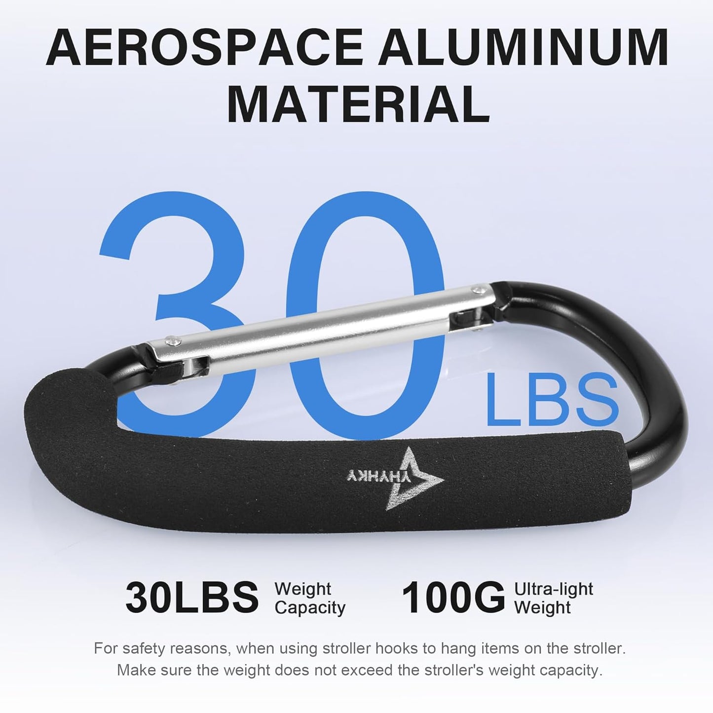 Stroller Hooks 2 Pack, 6.3" Large Mommy Hook Carabiner Clip for Shopping, Diaper Bags, Hanging Purse, Universal Stroller Accessories for Mom