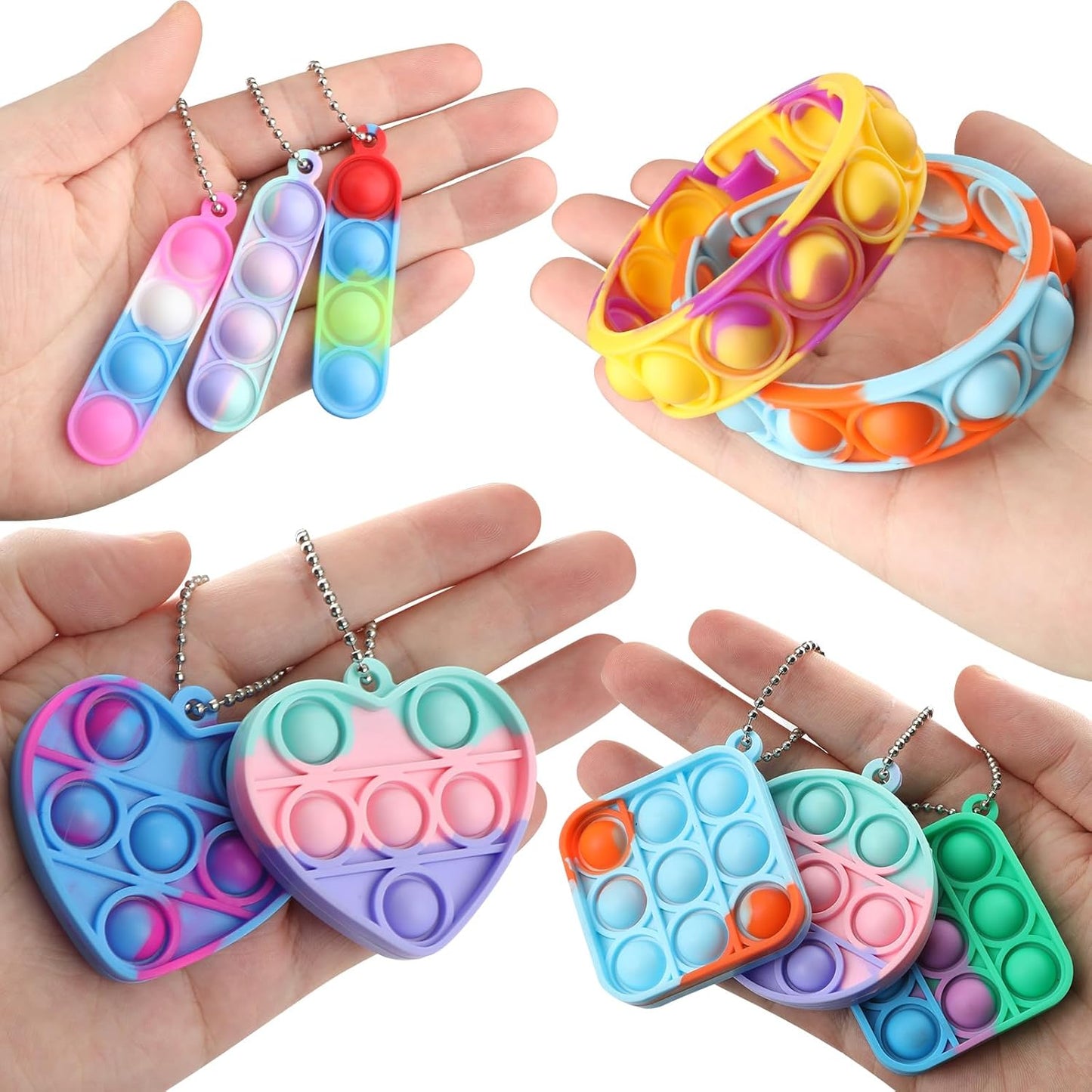 LIAM&AVA Party Favors, 30 Pcs Pop Fidget Toys Keychain Its for Kids Adults, Mini Push Bubble Pops Bulk Sensory Toys, Birthday Gifts Classroom Prizes for Boys Girls Goodie Bag Treasure Chest Box