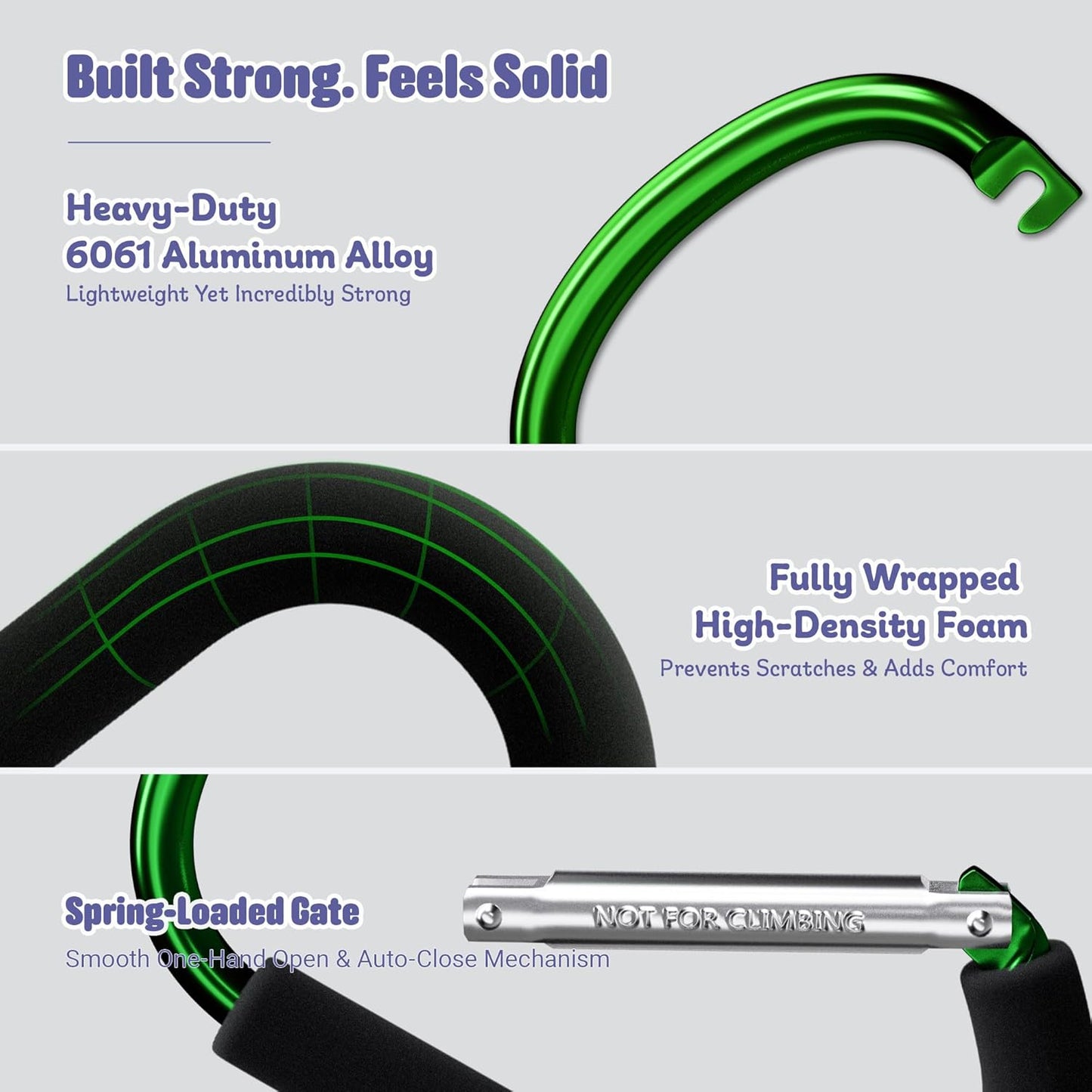 sprookber 6.7 Inch Large Stroller Hooks for Diaper Bags & Purses, Heavy Duty Mommy Hooks for Shopping, Grocery, Backpack – Baby Stroller Accessories, Set of 2 (Green)