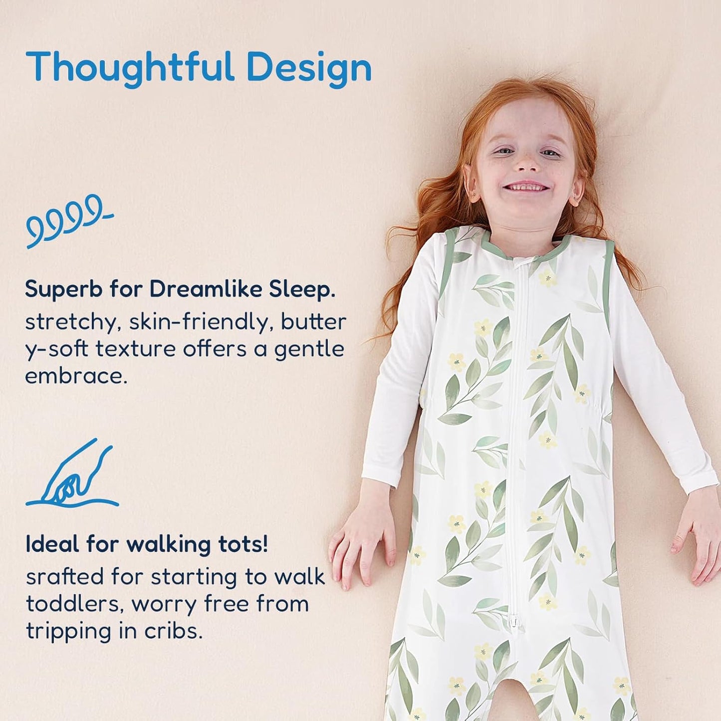 TotAha Toddler Sleep Sack with Legs, 0.5 TOG Light and Soft Baby Sleeping Bag, Walker Sleep Sack for Babies 12-24M, 2T-3T