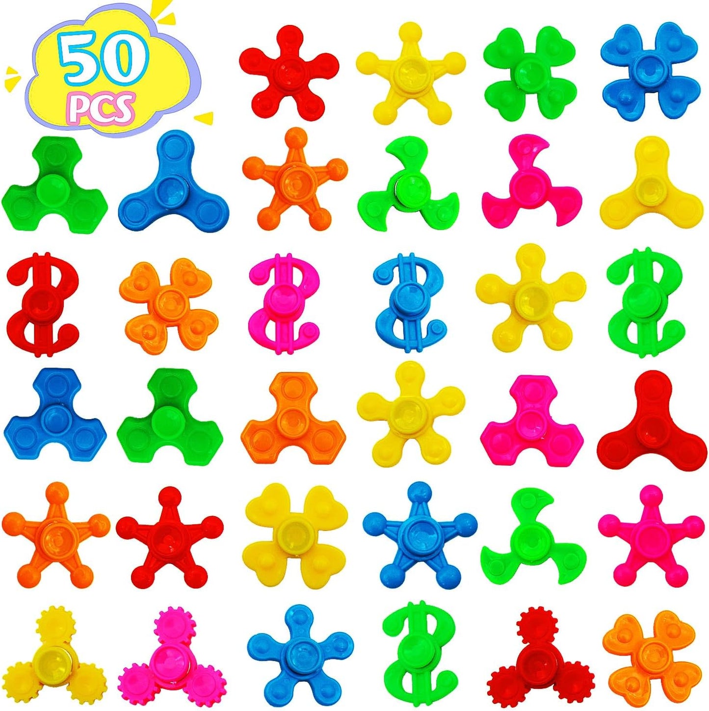 50 Pack Mini Fidget Spinner Toys,Stress Relief Sensory Toys,Birthday Gifts Party Favors for Kids Teens Adults,Christmas Goodie Bag Stuffers,Canival Treasure Box Toys for Classroom Prizes Supplies