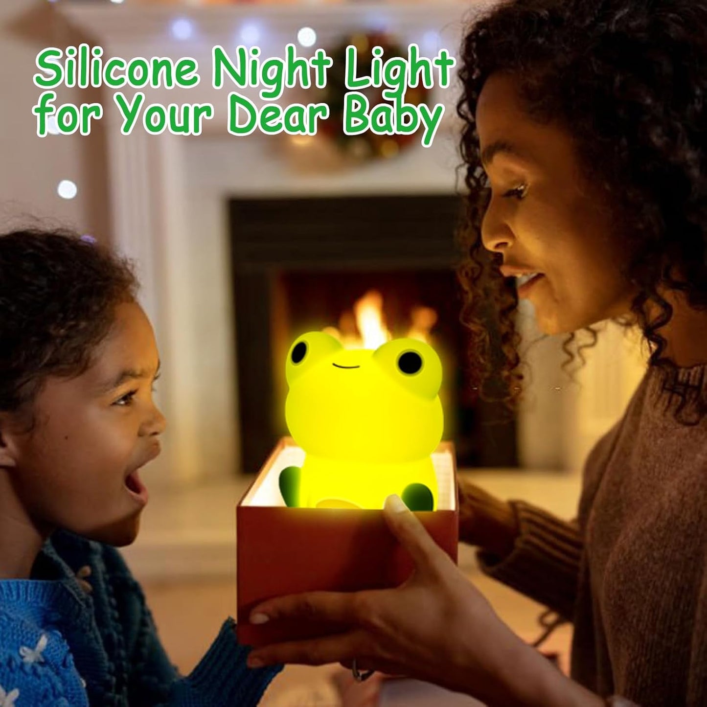 Night Light for Kids, Cute Frog Night Lamp Bedroom Nightlight for Girls Boys Teens, USB Rechargeable Silicone Animal Nightlight Christmas Birthday Gifts, Room Decor