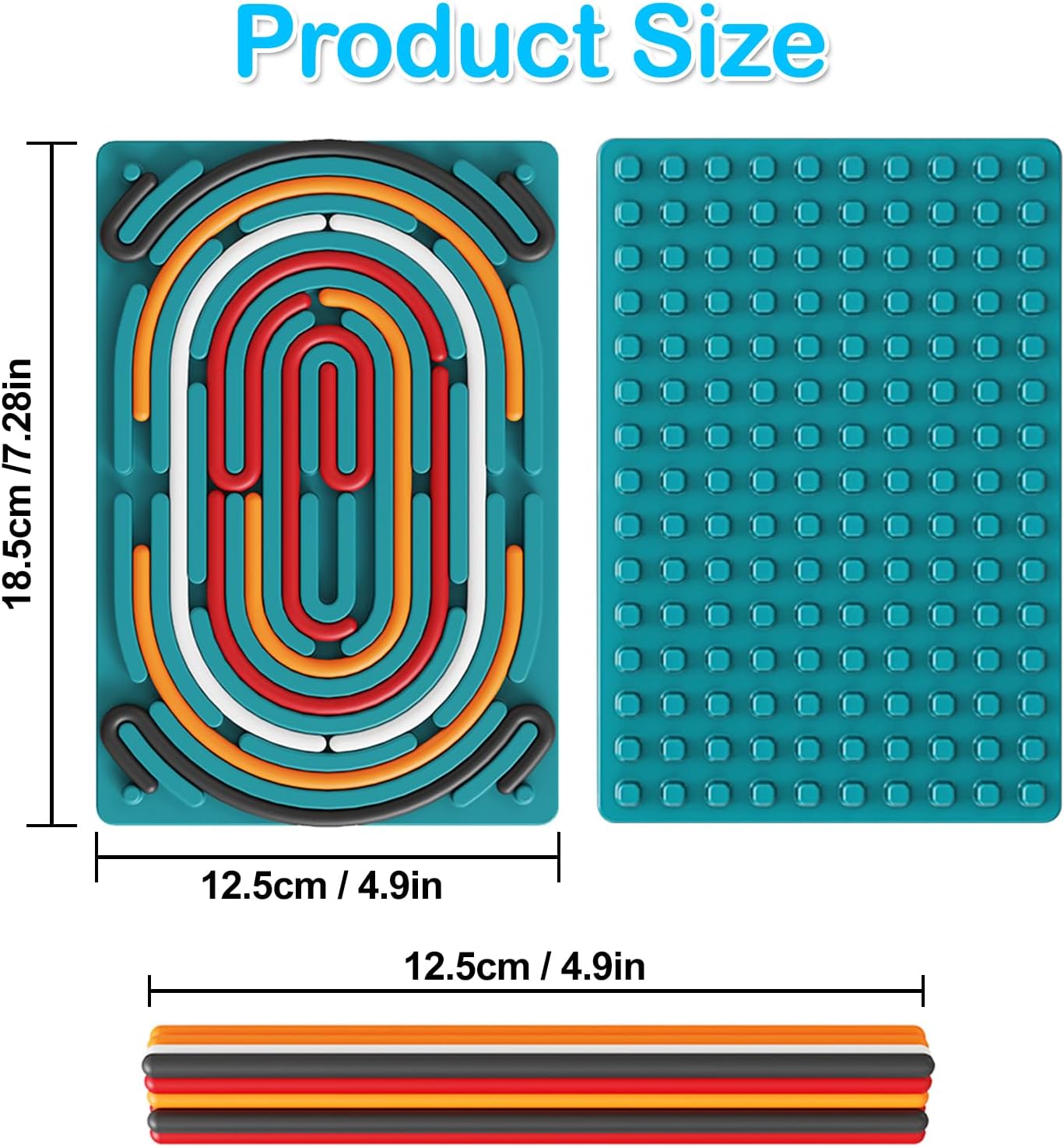 Sensory Activity Board,Sensory Toys for Kids with Autism ADHD,Kids 3+ & Adults Activities for Travel,Silicone Fidget Toy for Calming, Anxiety with Portable Travel Bag & 12 Strings(Blue)