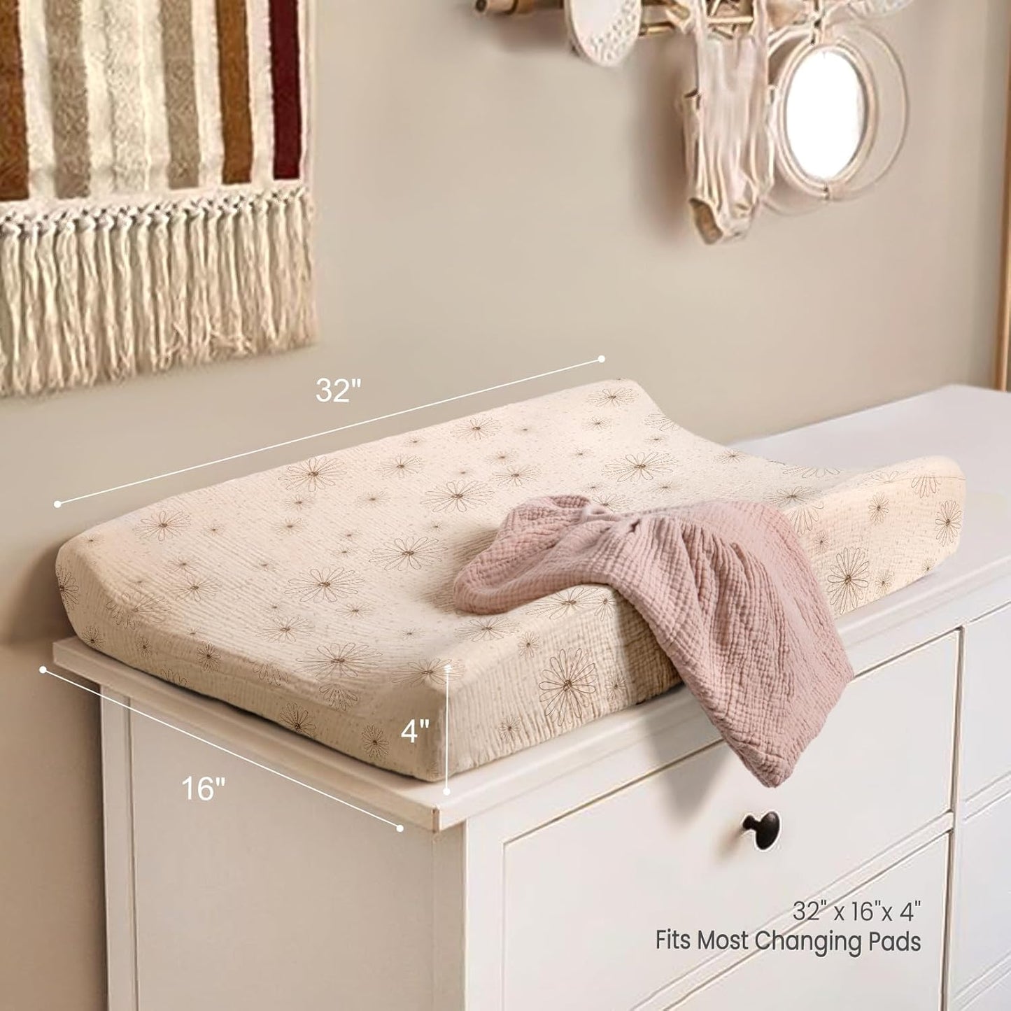 lulumoon Muslin Changing Pad Covers: Baby Cotton Changing Table Covers - Soft Changing Pad Sheets for Boys Girls