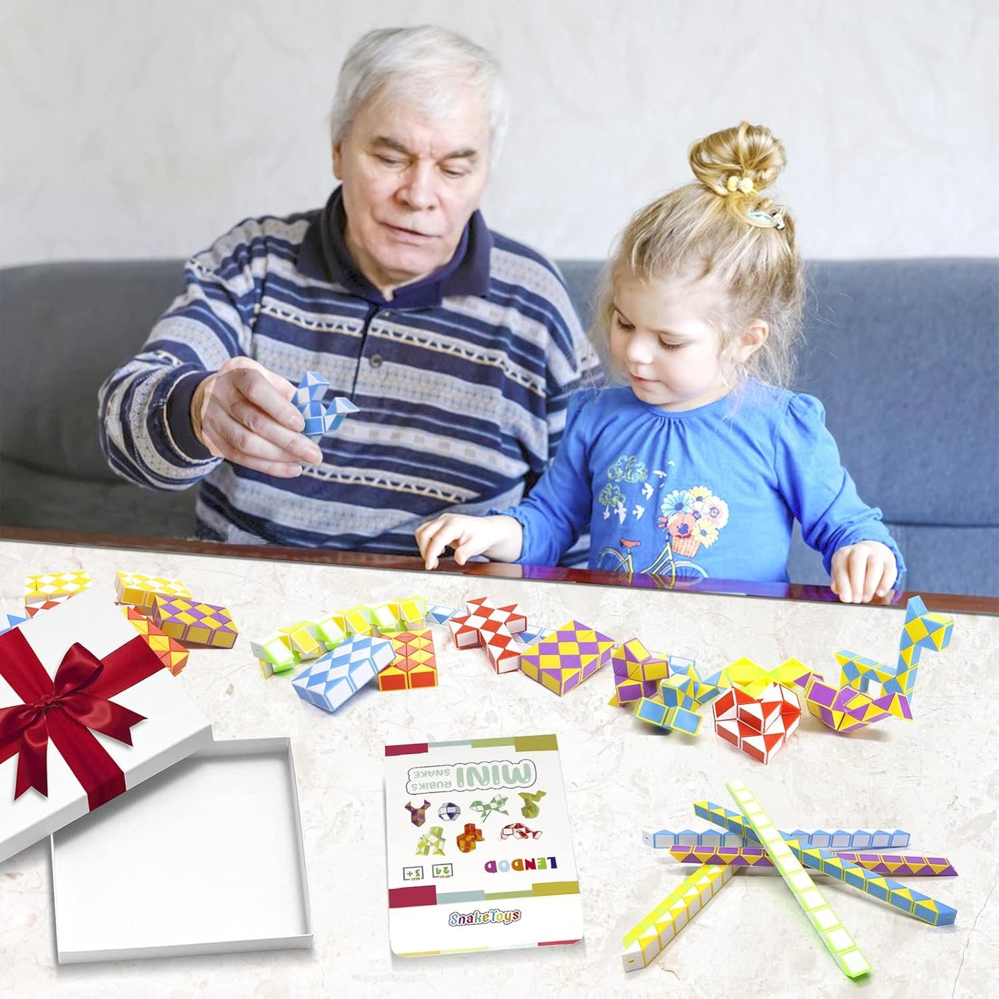 24 Pack 24 Blocks Mini Fidget Snake Cube Mini Twist Puzzle Cubes Magic Speed Cubes Toy for Kids Party Bag Fillers, Party Supplies