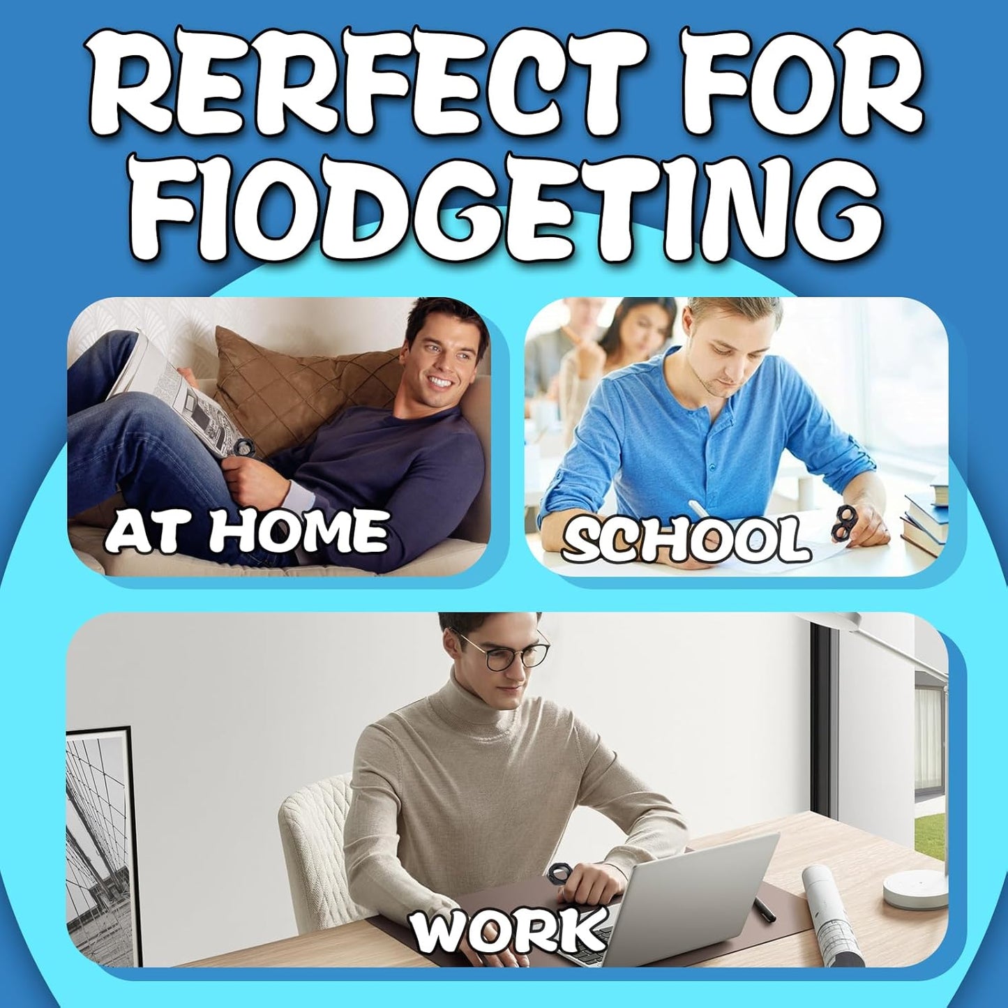 8Pcs Fidget Toys Adults Teens ADHD Autism Toys Adults Office Cool Gadgets Desk Toys Fidgets for Classroom with Magnetic Rings Cube Keychain Christmas Stocking Stuffer Gifts for Men