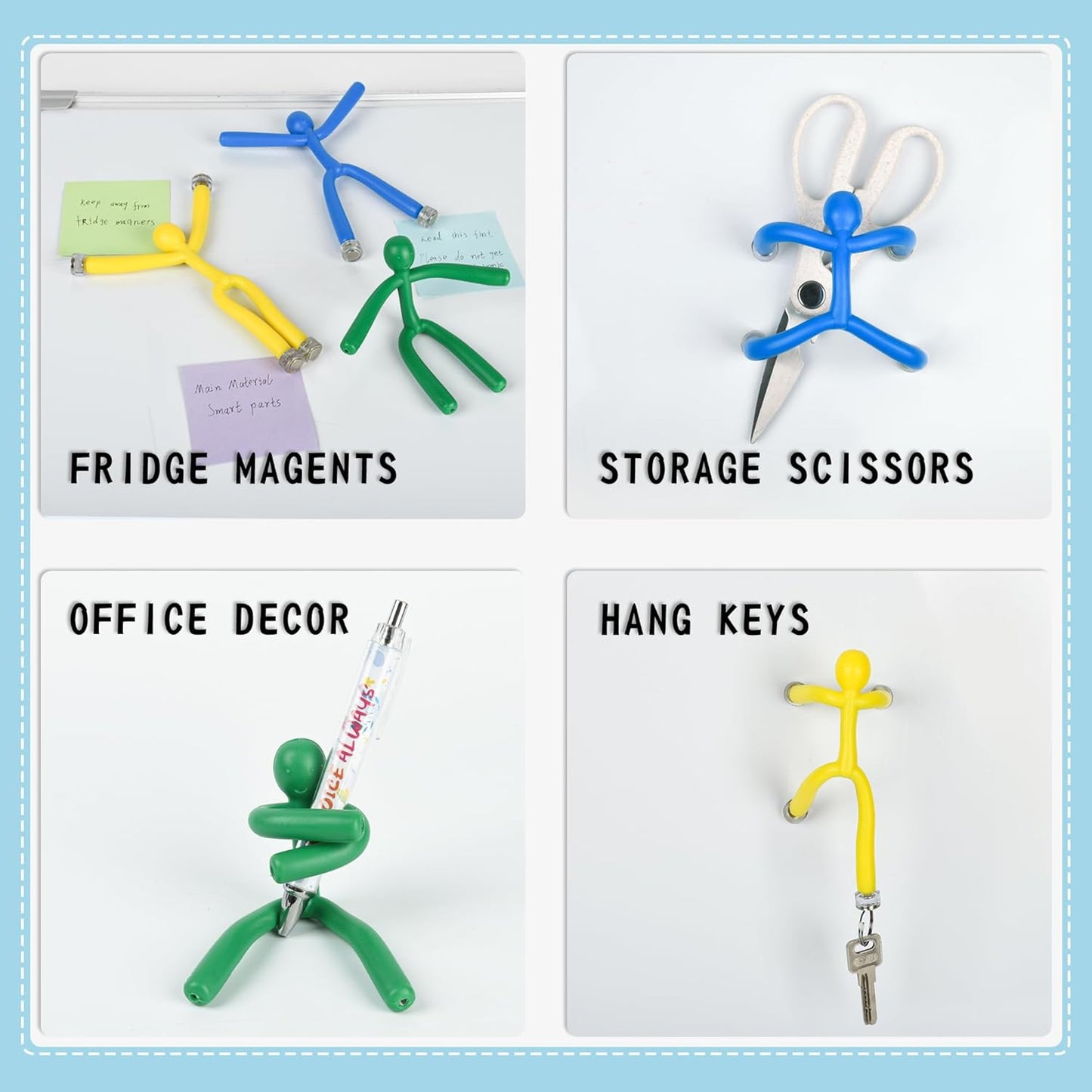 Funny Magnetic Men Toy Sets, Novelty Fidget Toys for Kids Adults, Colorful Shape-Changing Suction Cup Toys, Multipurpose Toys for Stress Relief, Travel, Office Desk, Fridge (Green)