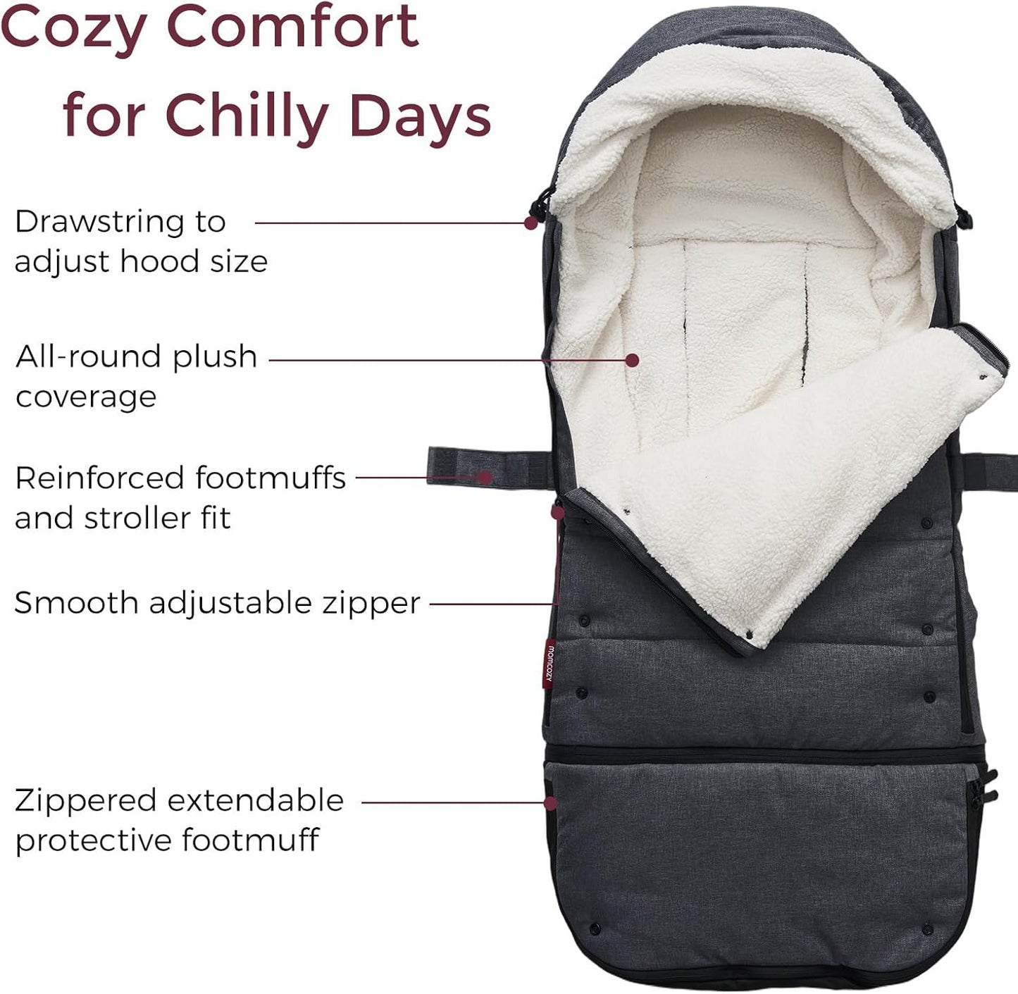 Momcozy Stroller Footmuff | Universal, Weather-Proof, Warm Stroller Bunting Bag | Extendable Winter Cover | Adjustable Buckle