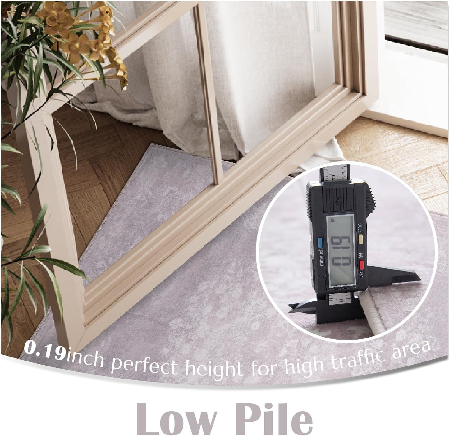 jinchan Vintage Floral Runner Rug 2x7 - Machine Washable Distressed Design Non-Slip Low-Pile Soft Thin Carpet for Hallway Kitchen Farmhouse Bedroom Entryway Laundry Room (2x7ft,Orchid)