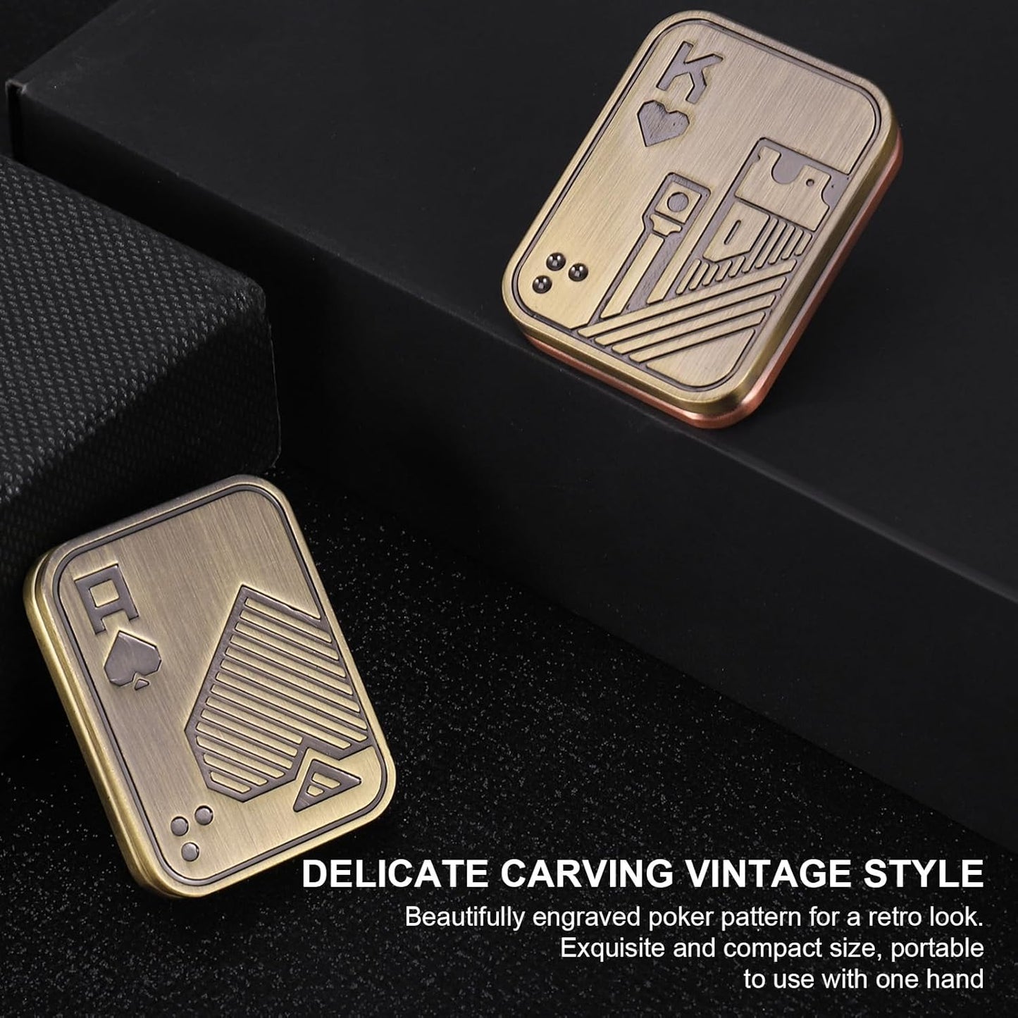 2Pcs Metal Fidget Slider, Metal Fidget Toy Fidget Slider for Adults Magnet Fidget Toy EDC Fidget Clicker Metal Poker Push Card Fidget Slider Stress Relief Toy,Bronze