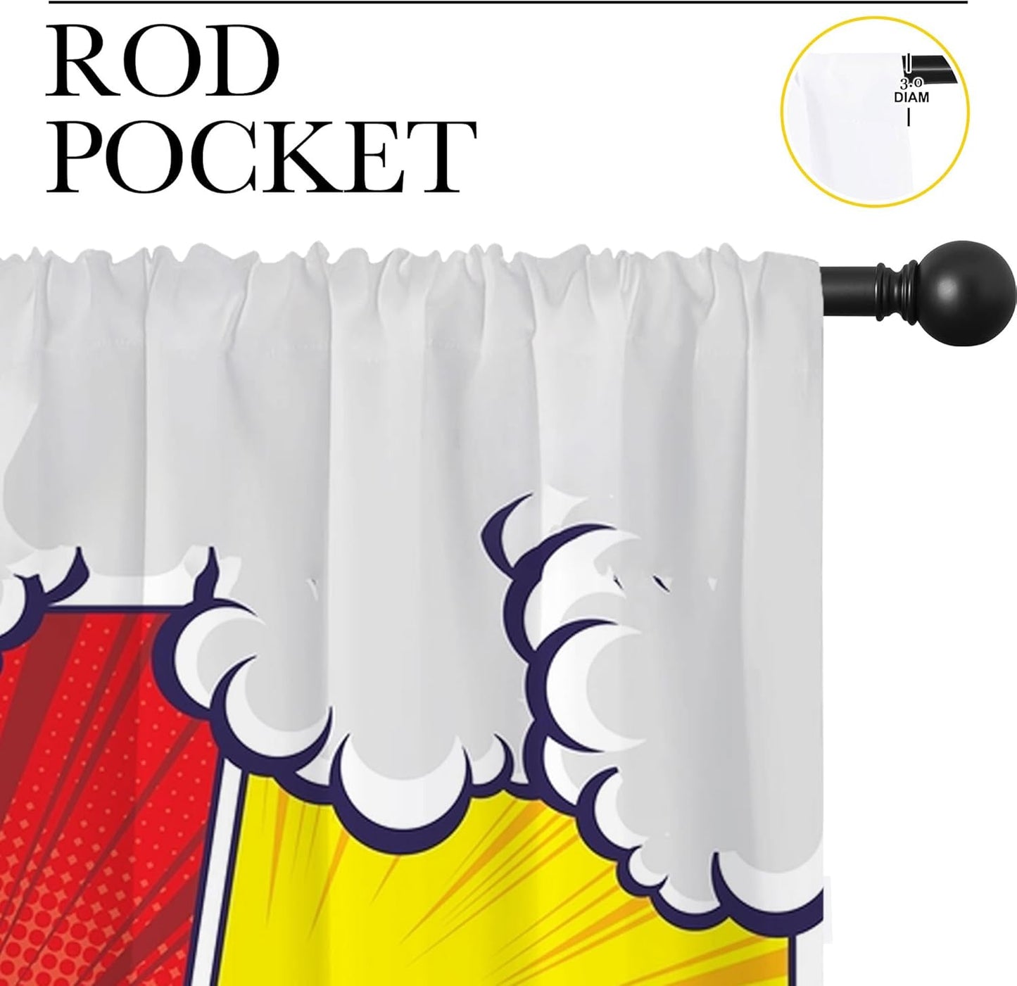 City Rod Pocket Blackout Curtains for Boy Girl Bedroom, Pop Art Style New York Cityscape Home Energy Efficient Light Filtering Window Curtain for Living Room, 42x63 inch