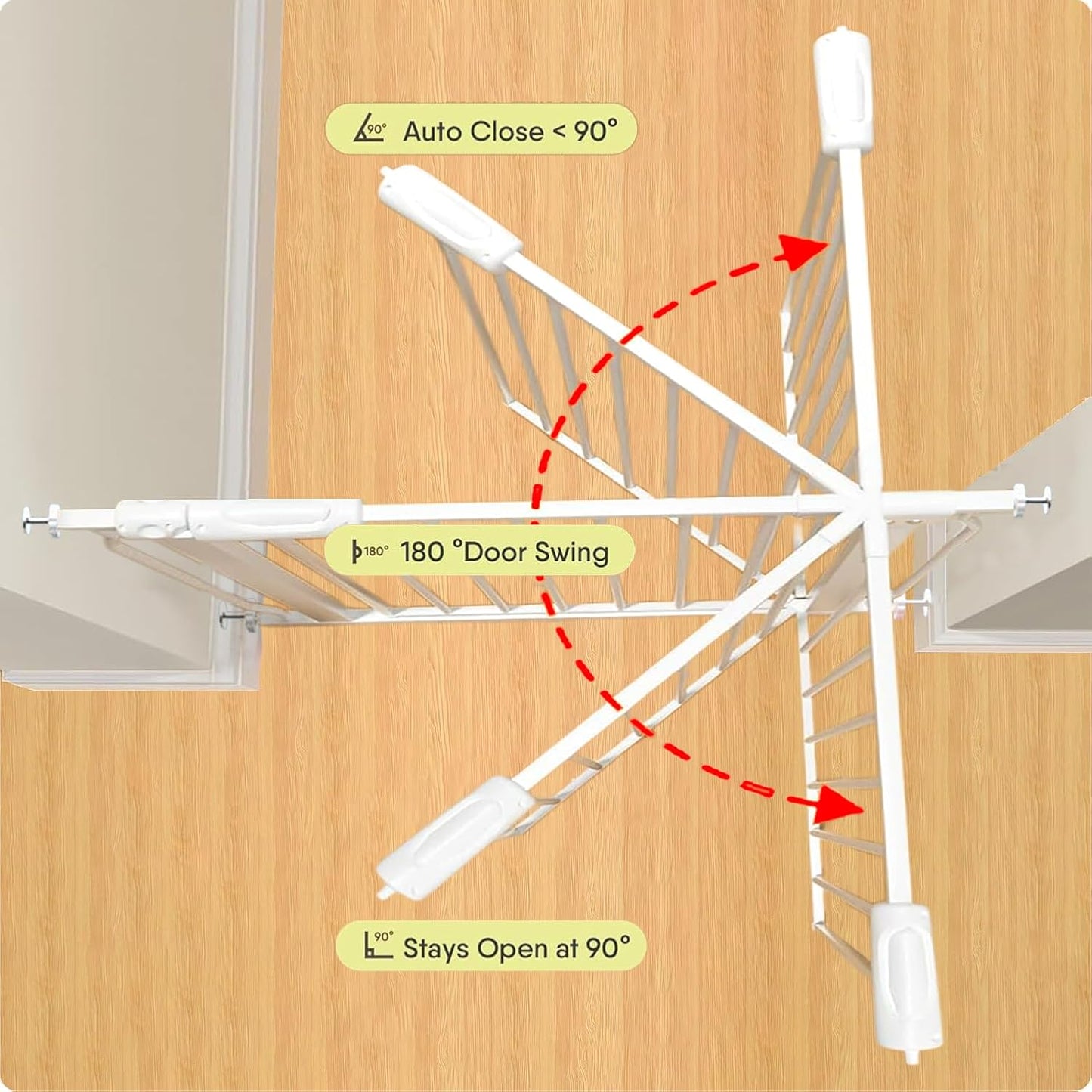 Extra Wide Baby Gate 85.8-104.5 Inch, Pressure Mounted No Drilling, for Stairs & Doorways, Metal White Indoor Safety Gate for Kids and Dogs
